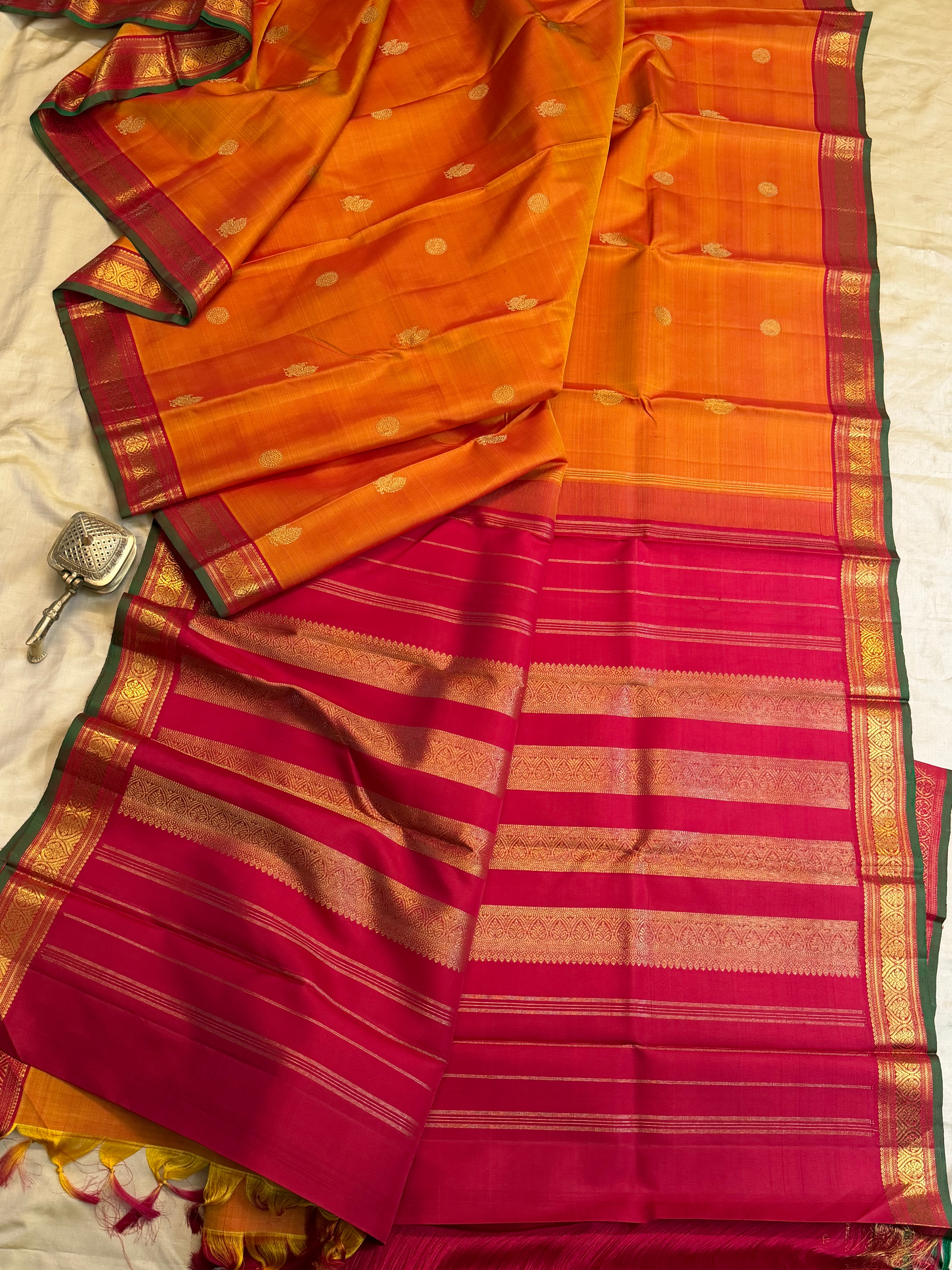 Permam : Simha color small border. / Kanjipuram silk CL5911