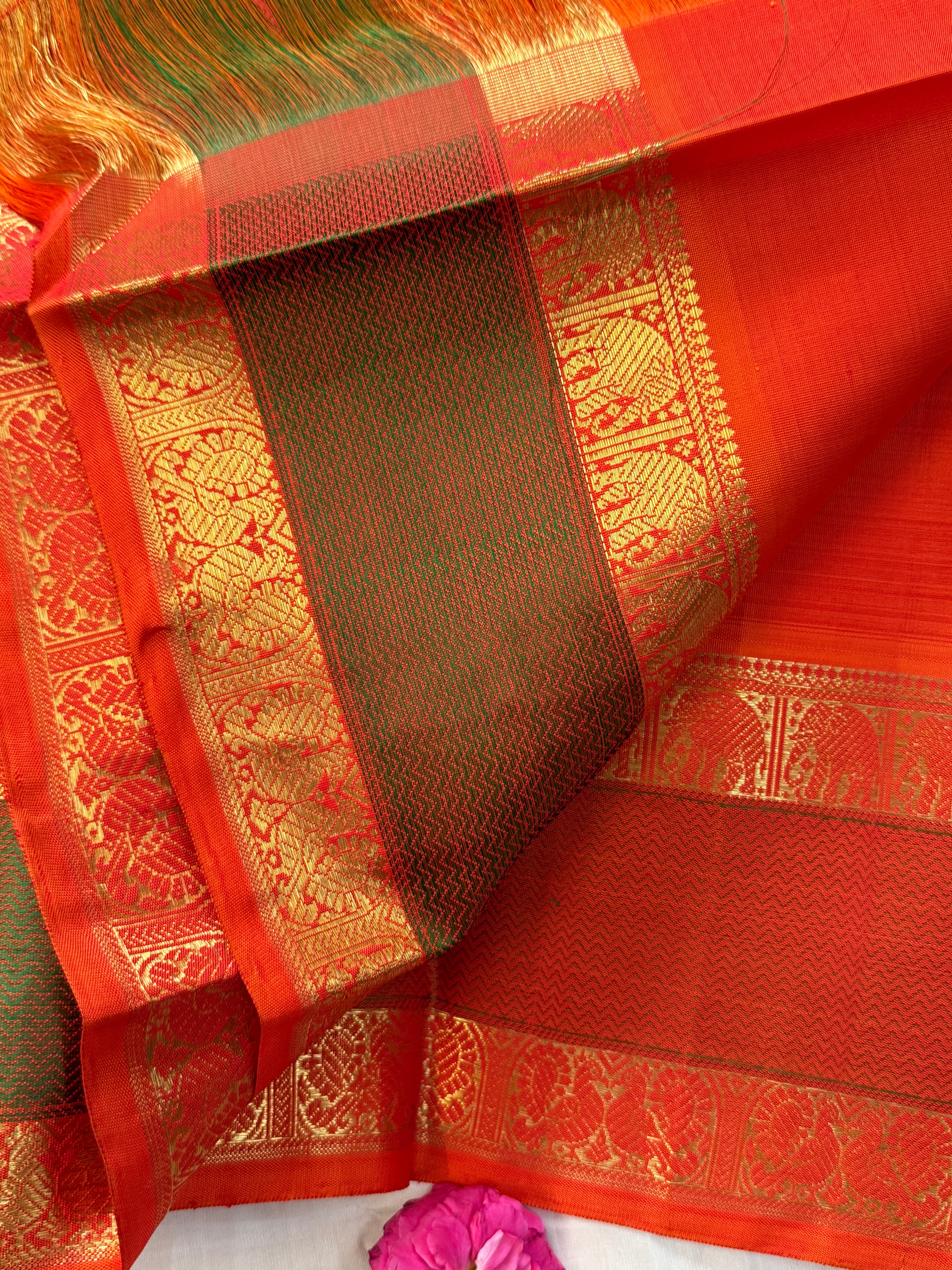Orange chakkaram butta body elephant and Annam pet border/CLSA6000