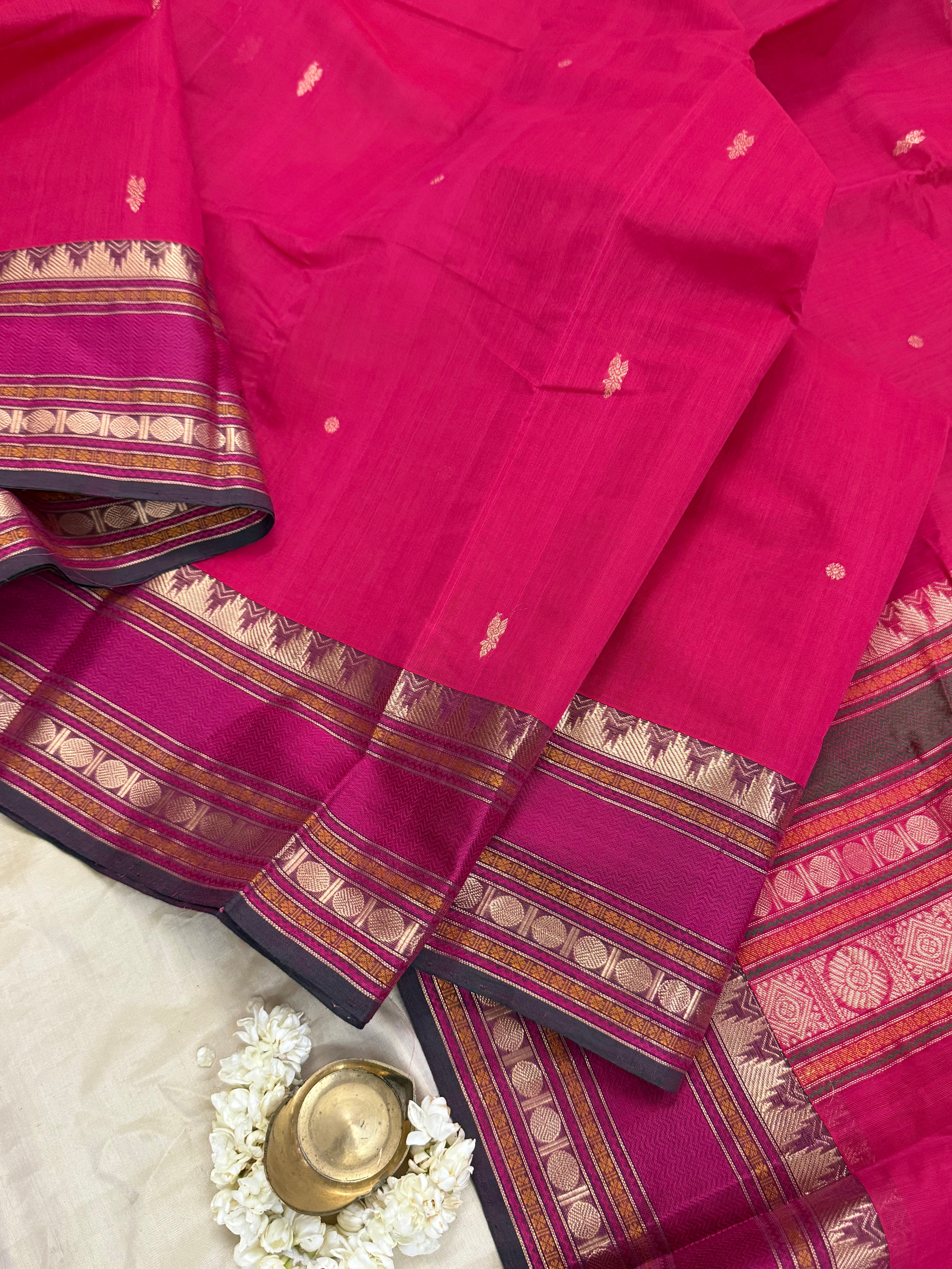 Pink unique pallu / Kanchi Cotton