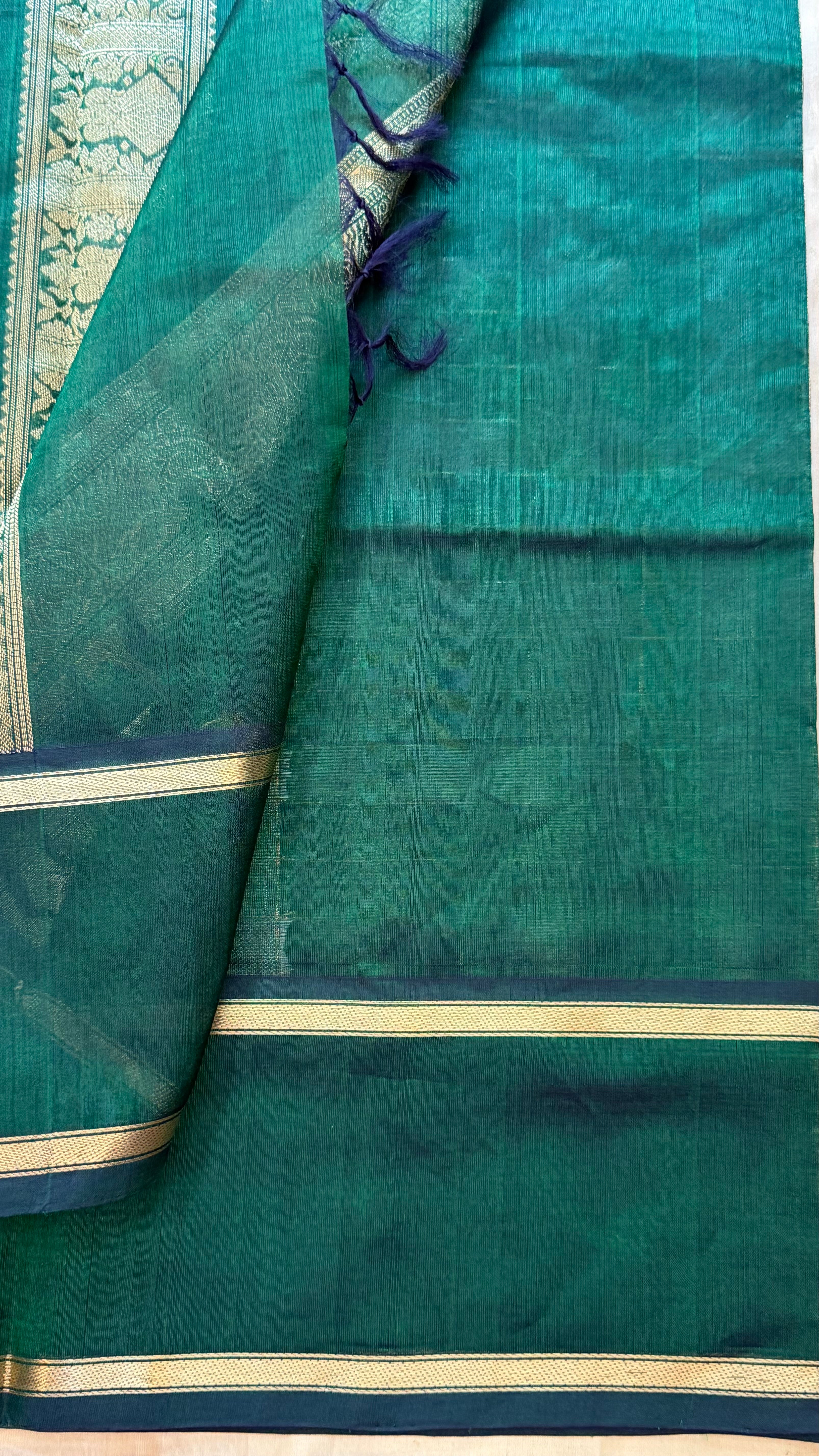 Chettinad Kattam green silk cotton.