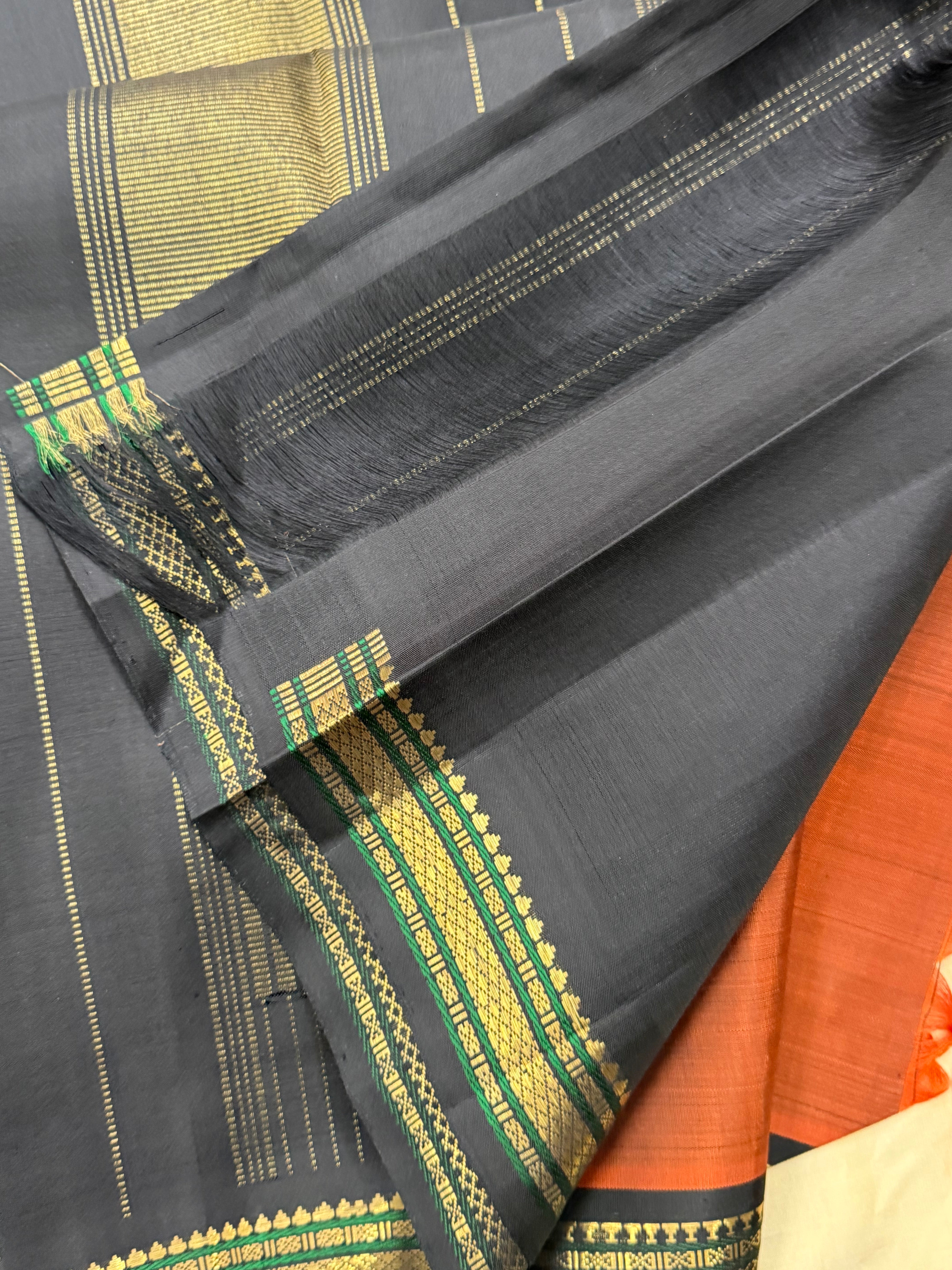 Rust small border pure Zari Kanjipuram silk CLSA7043