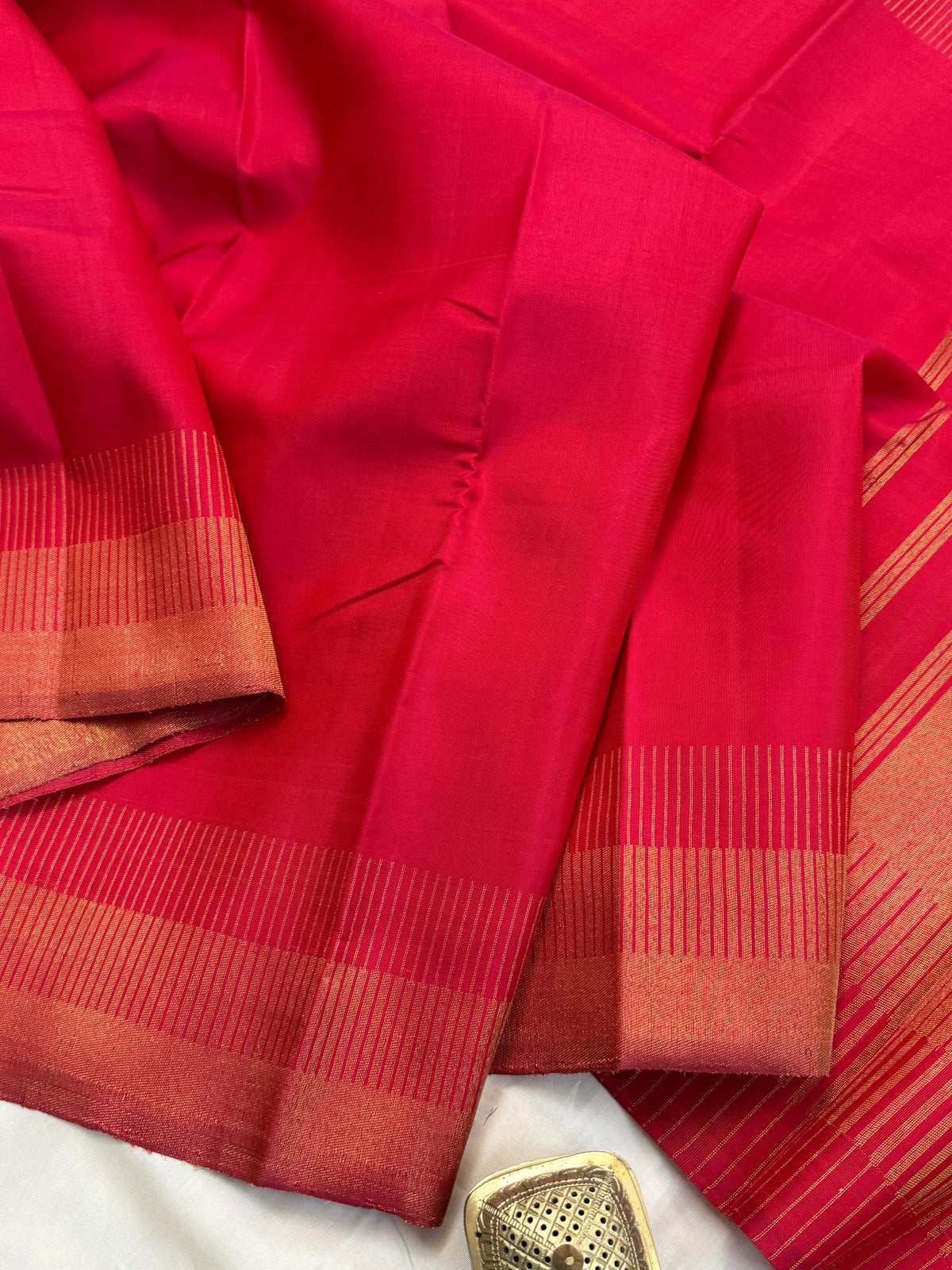 Navarathri - Day 4 Red Colour pure Zari Seepu border / Kanjipuram silk sree Clsa 10674