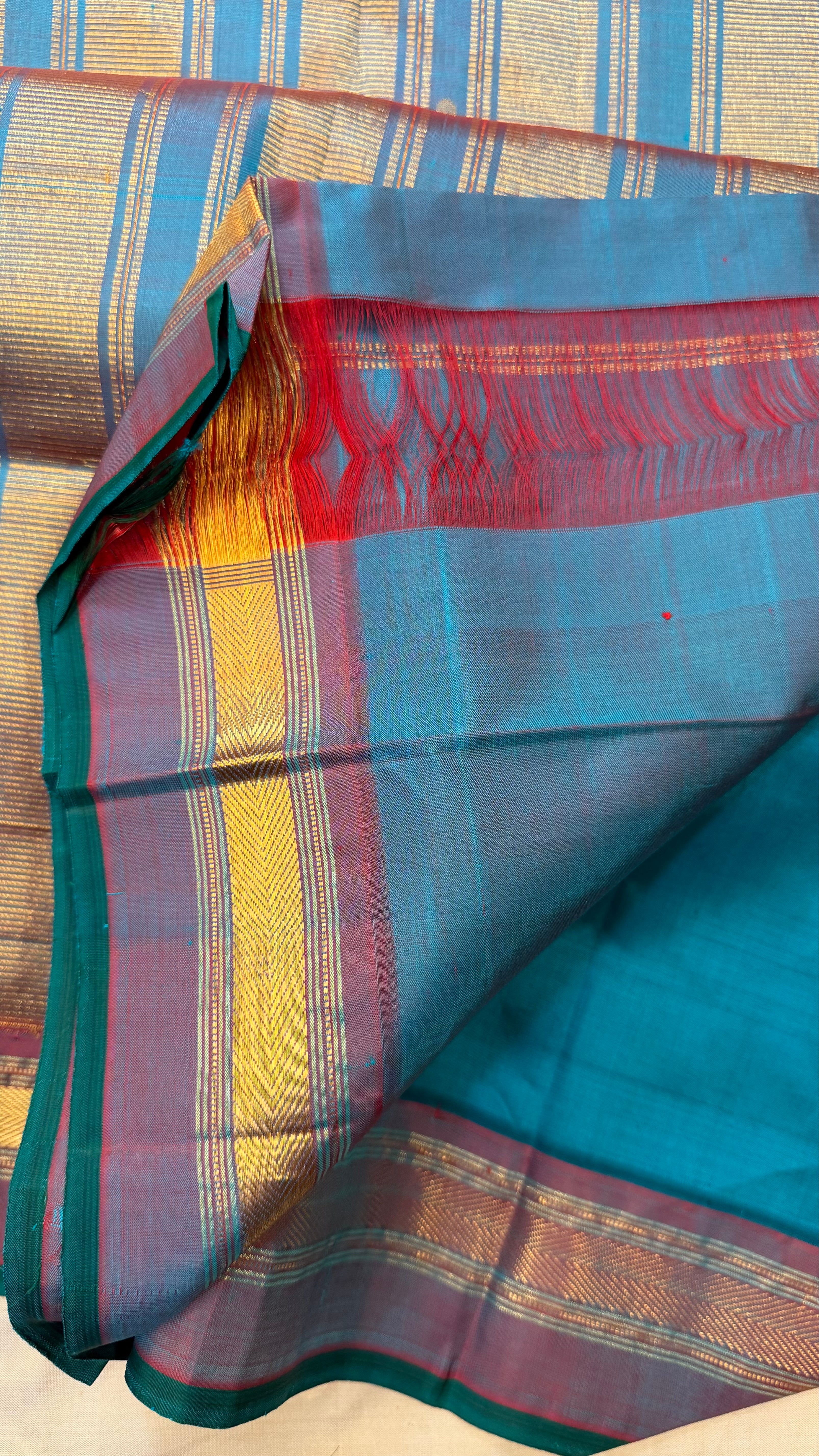 Teal blue coin butta / Arani silk