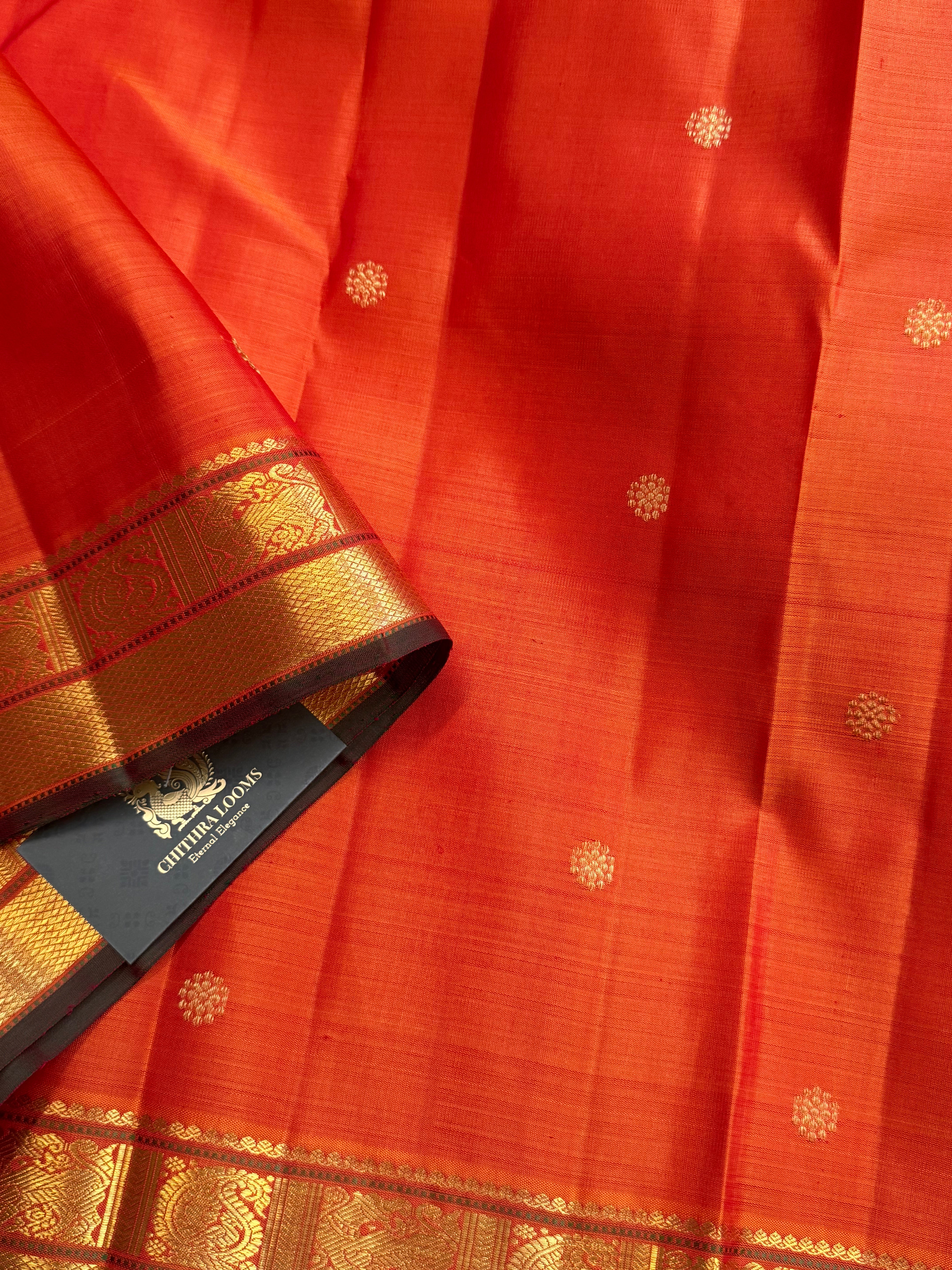 Orange retta border / Kanjipuram silk