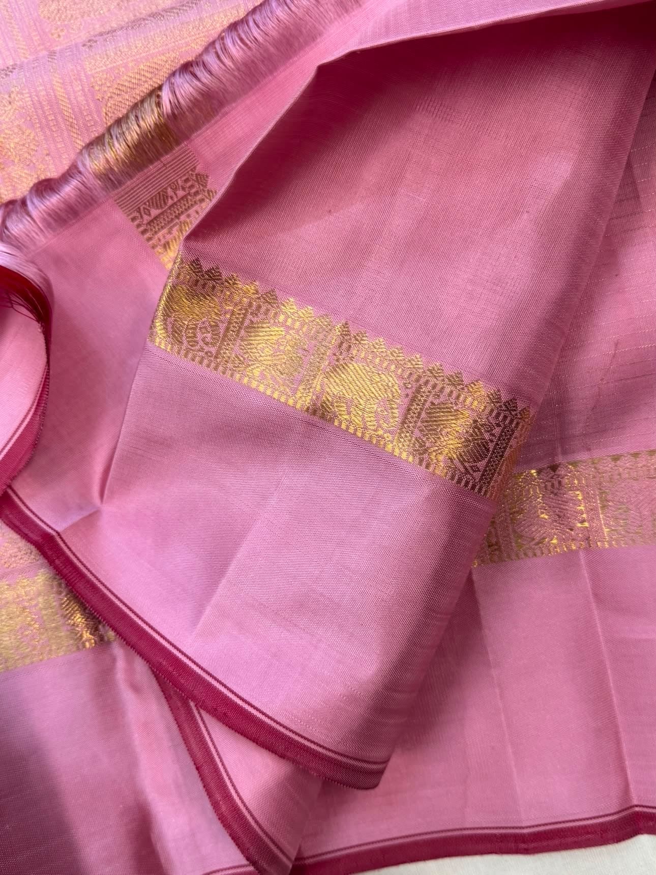 Light pink pure Zari Kattam / kanjipuram silk saree CLSA 10366