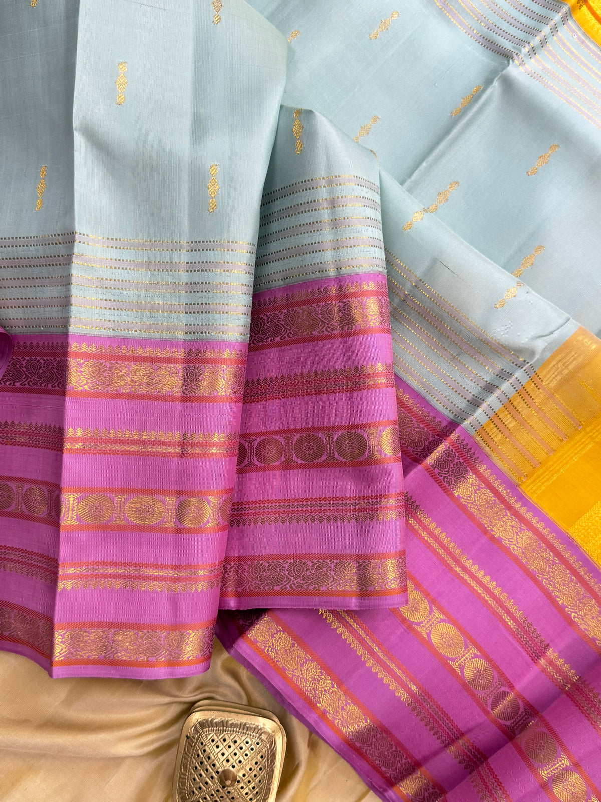 Powder blue Korvai Ganga Jamuna / Arani silk