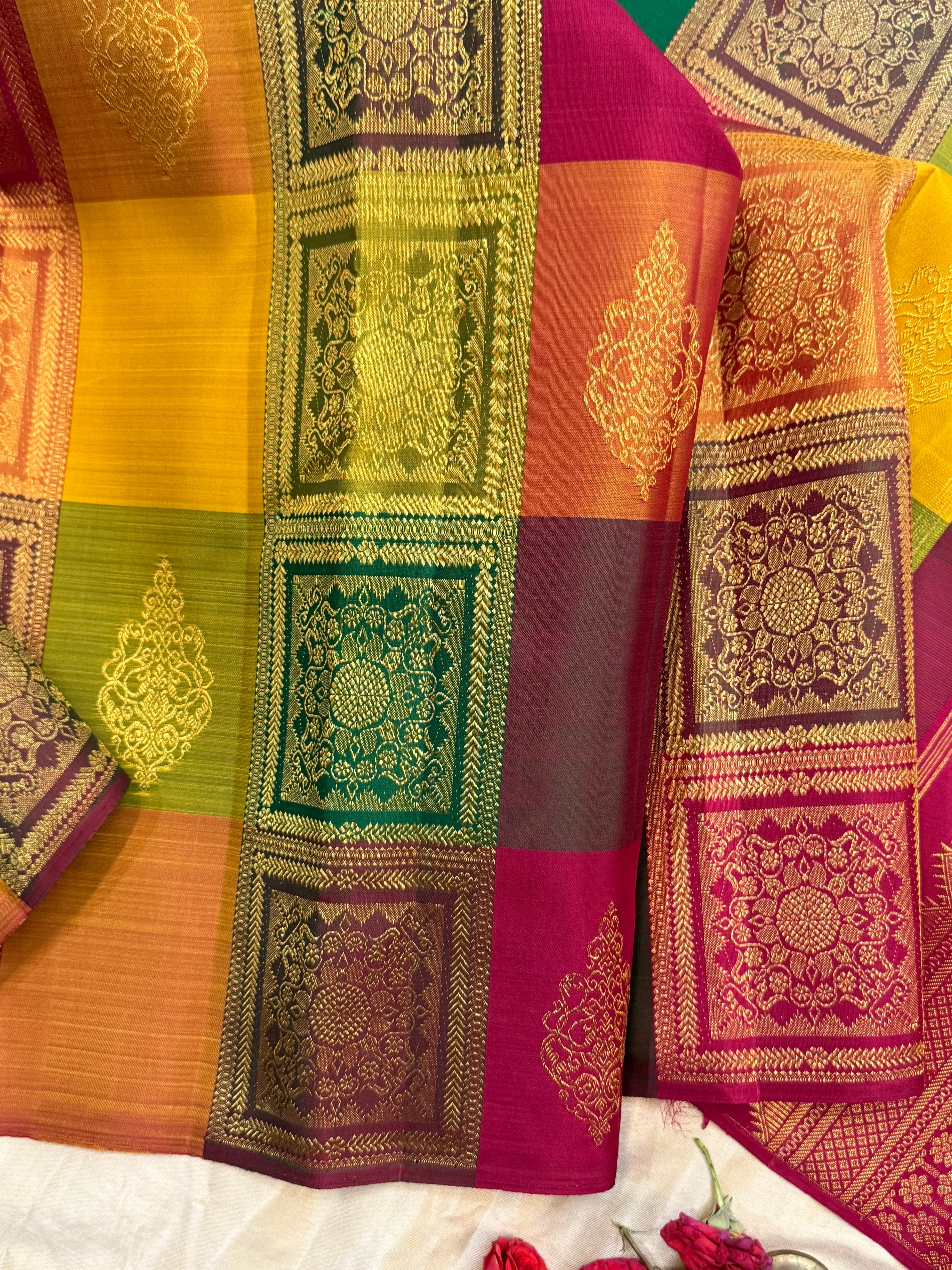 Paalum pazhamum boomkai pattern/ Kanjipuram silk