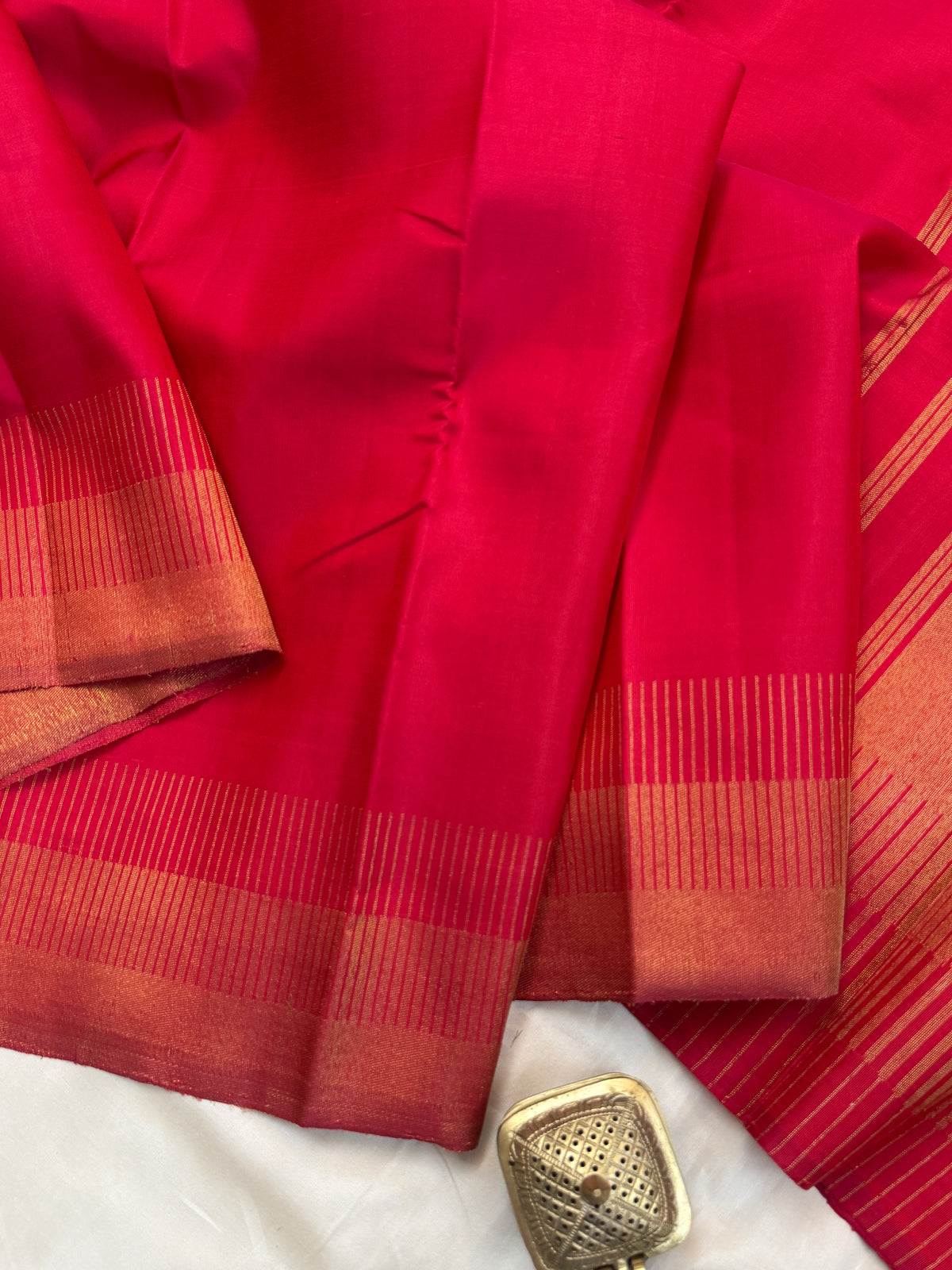 Navarathri - Day 4 Red Colour pure Zari Seepu border / Kanjipuram silk sree Clsa 10674