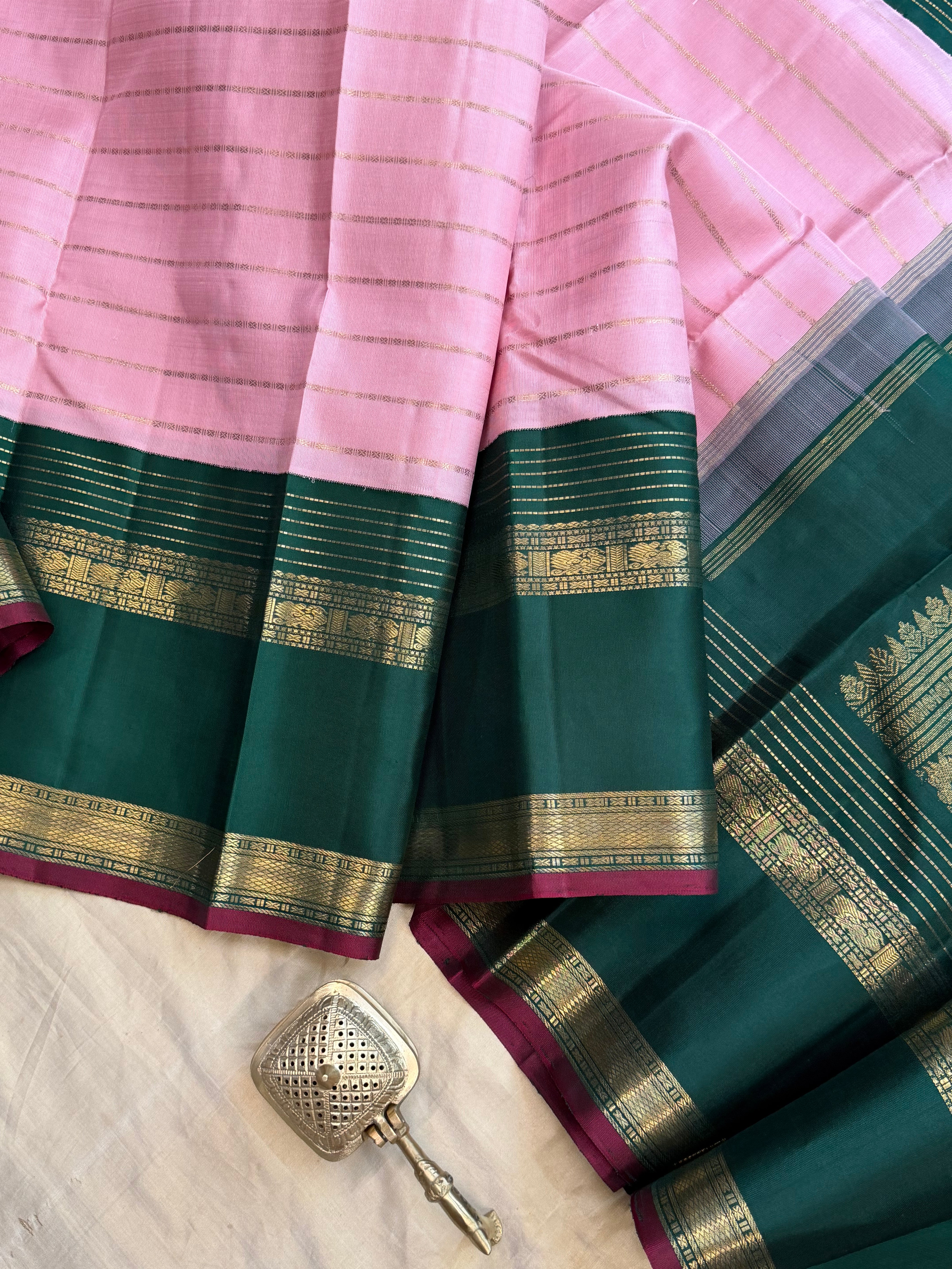 Pink veldhari Korvai / Kanjipuram silk