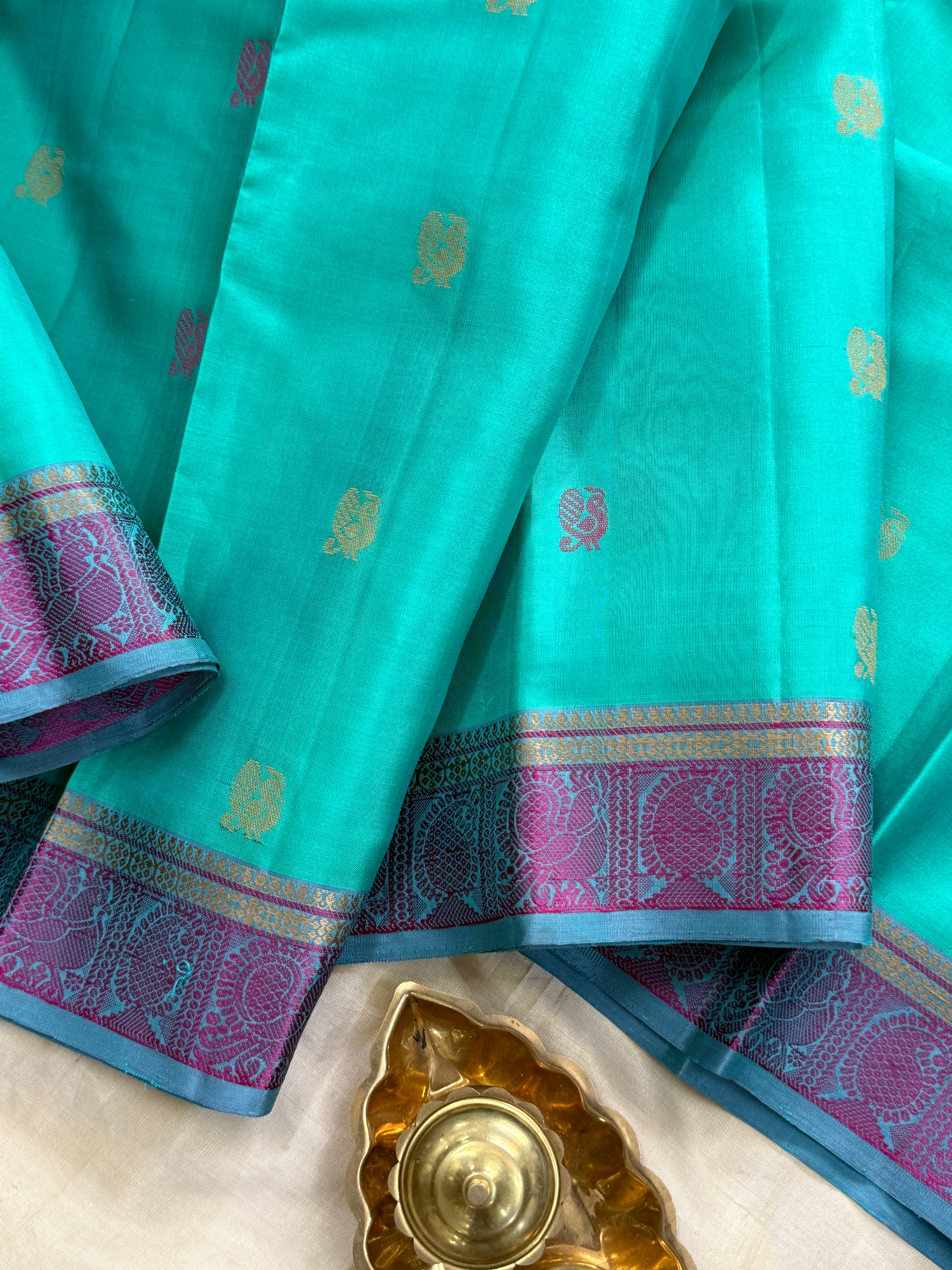 Sea green annam thread butta / Varnangal Soft Silk CL4069