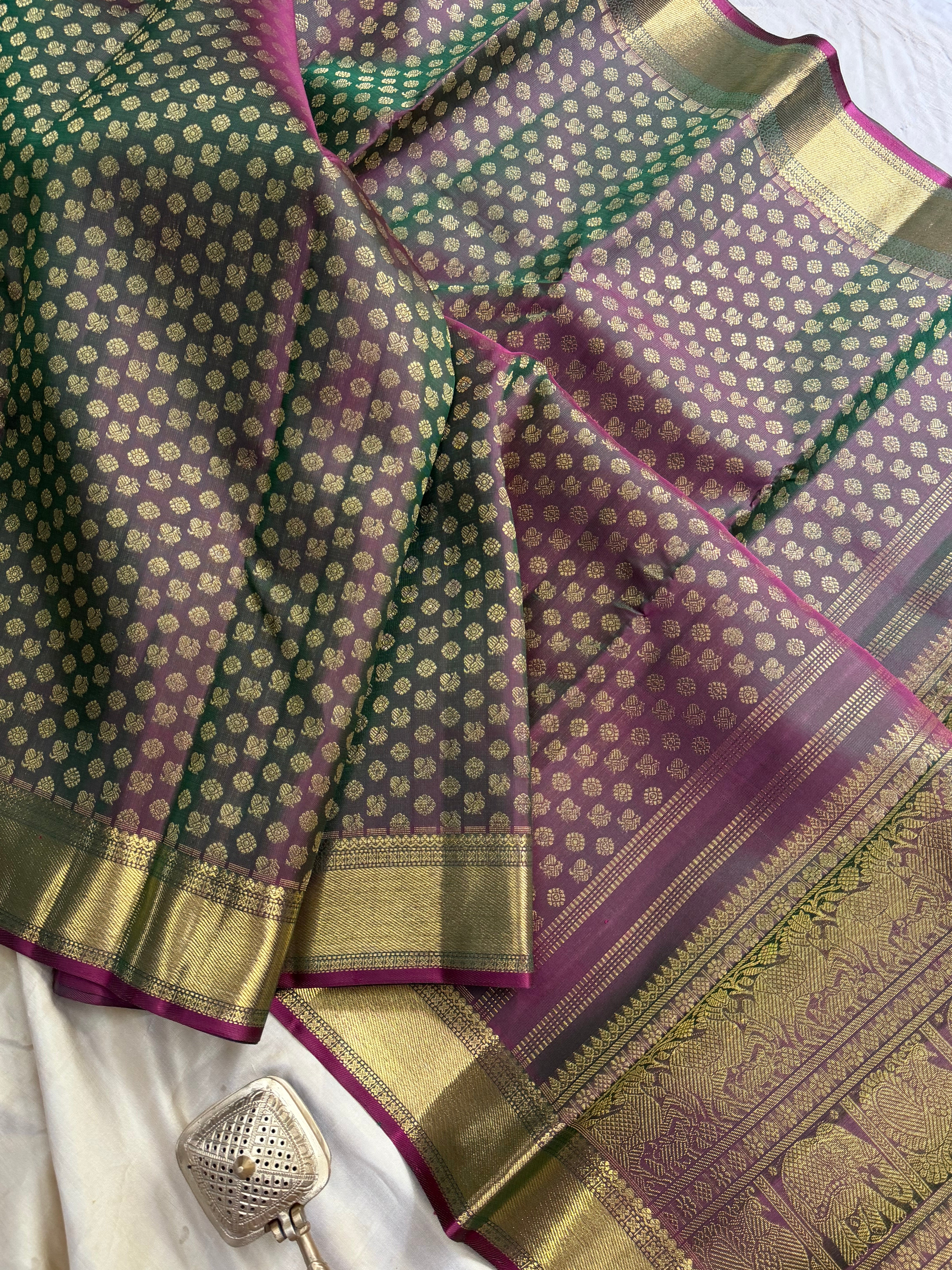1 lakh Butta manthulir bridal pure Zari Kanjipuram silk