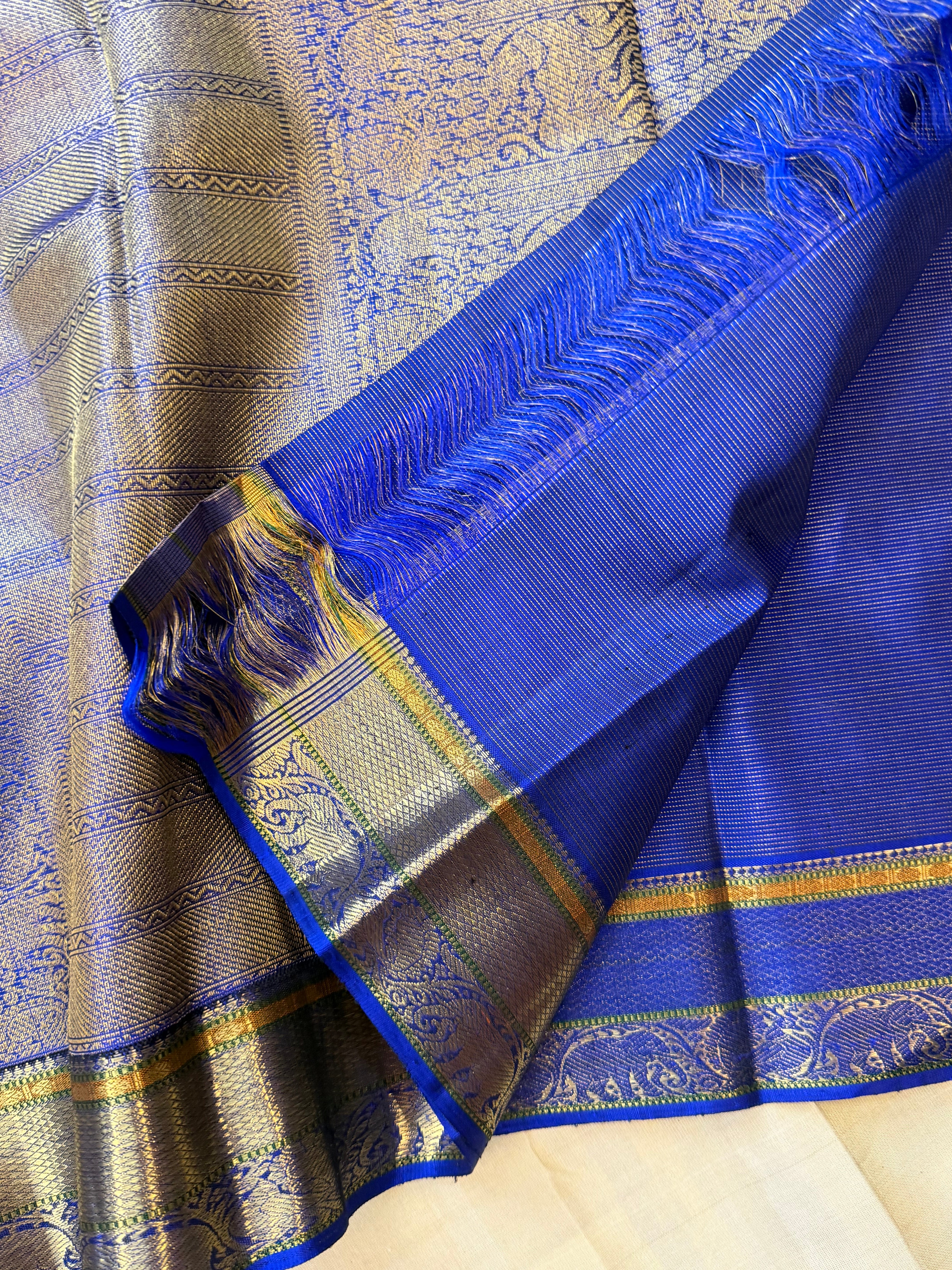 Ms blue Vairaoosi / pure Zari Kanjipuram silk