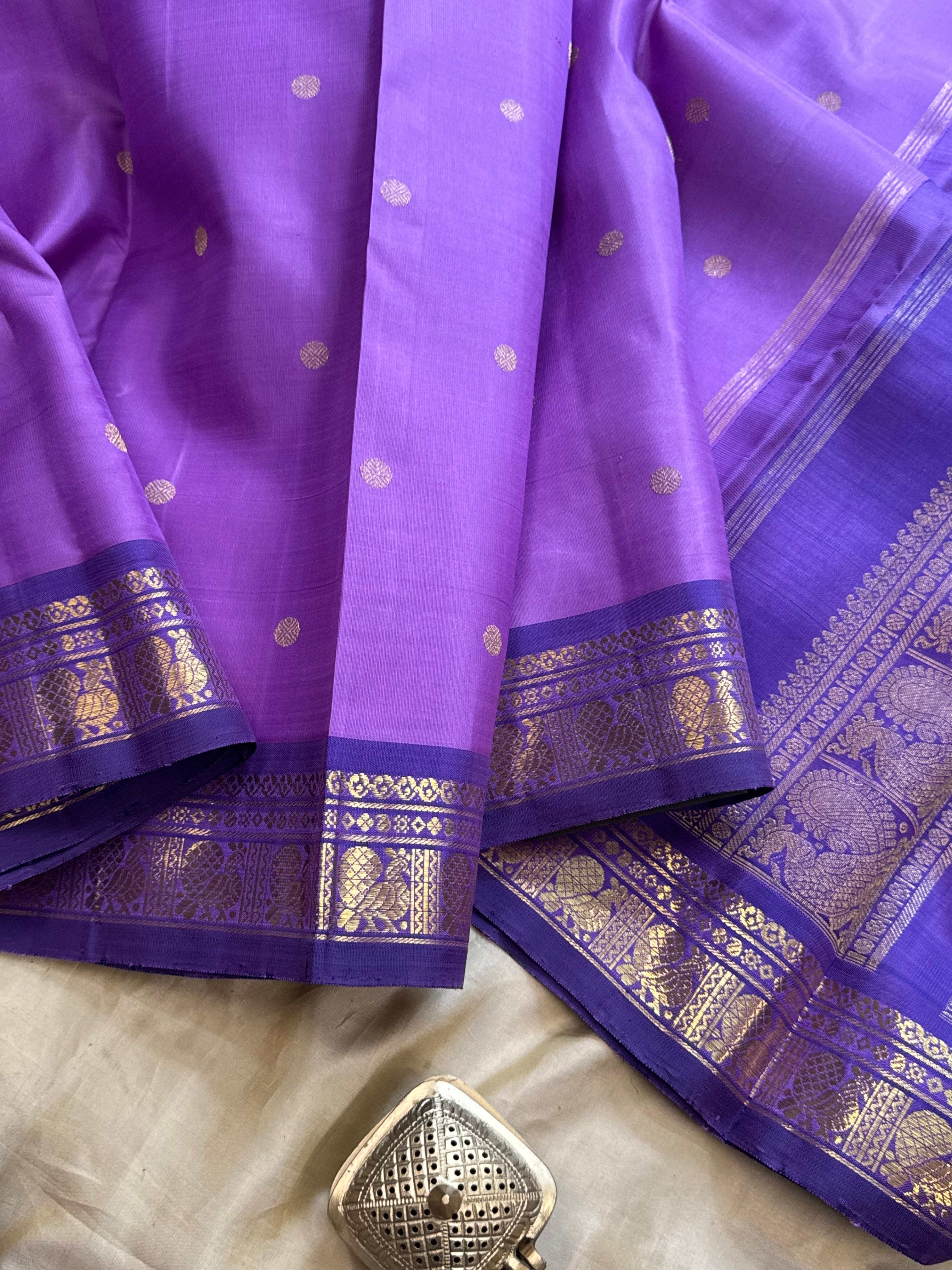 Lavender purple Annam pet border / Kanjipuram silk