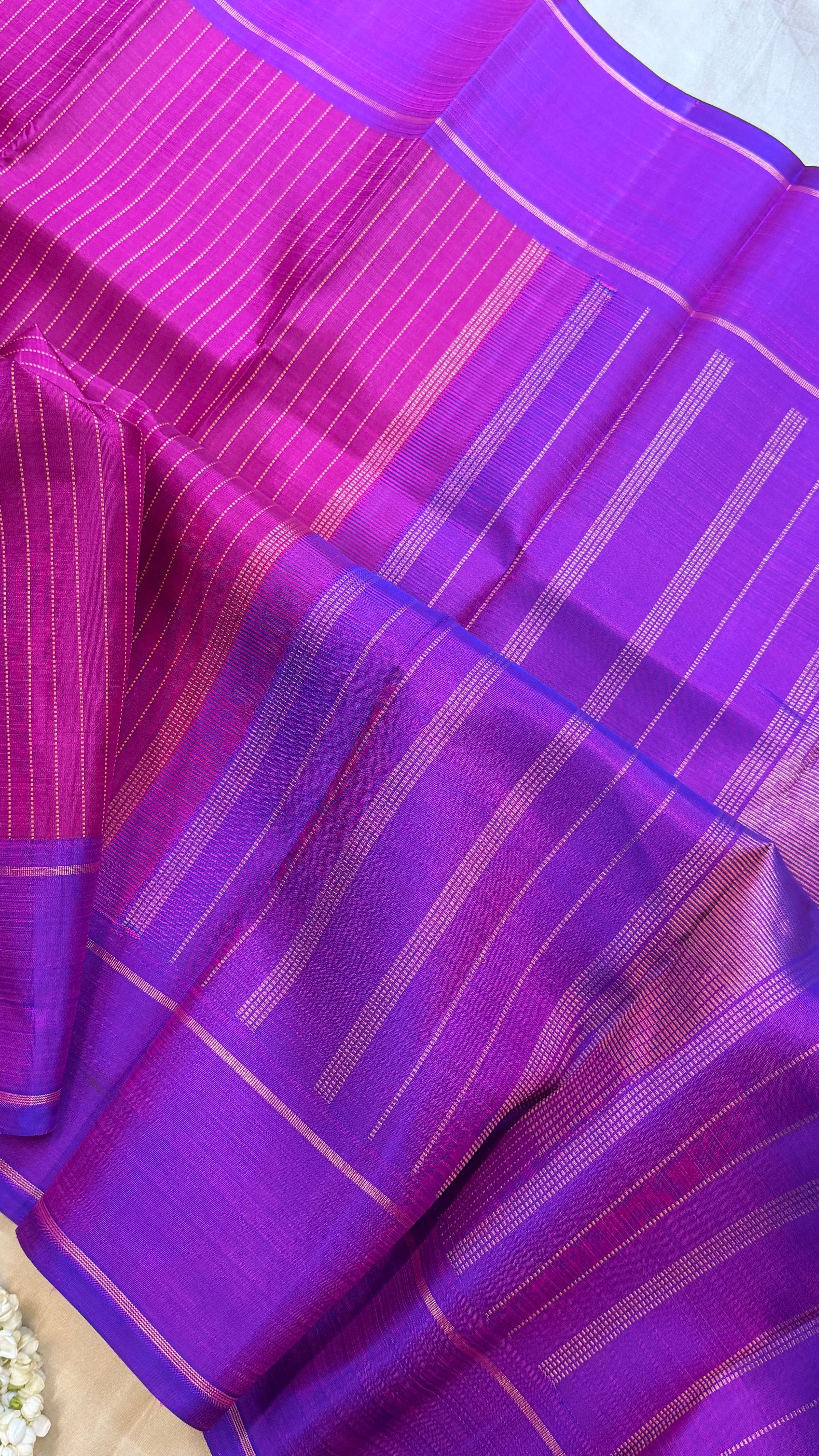 Magenta pink and purple / Kanjipuram silk