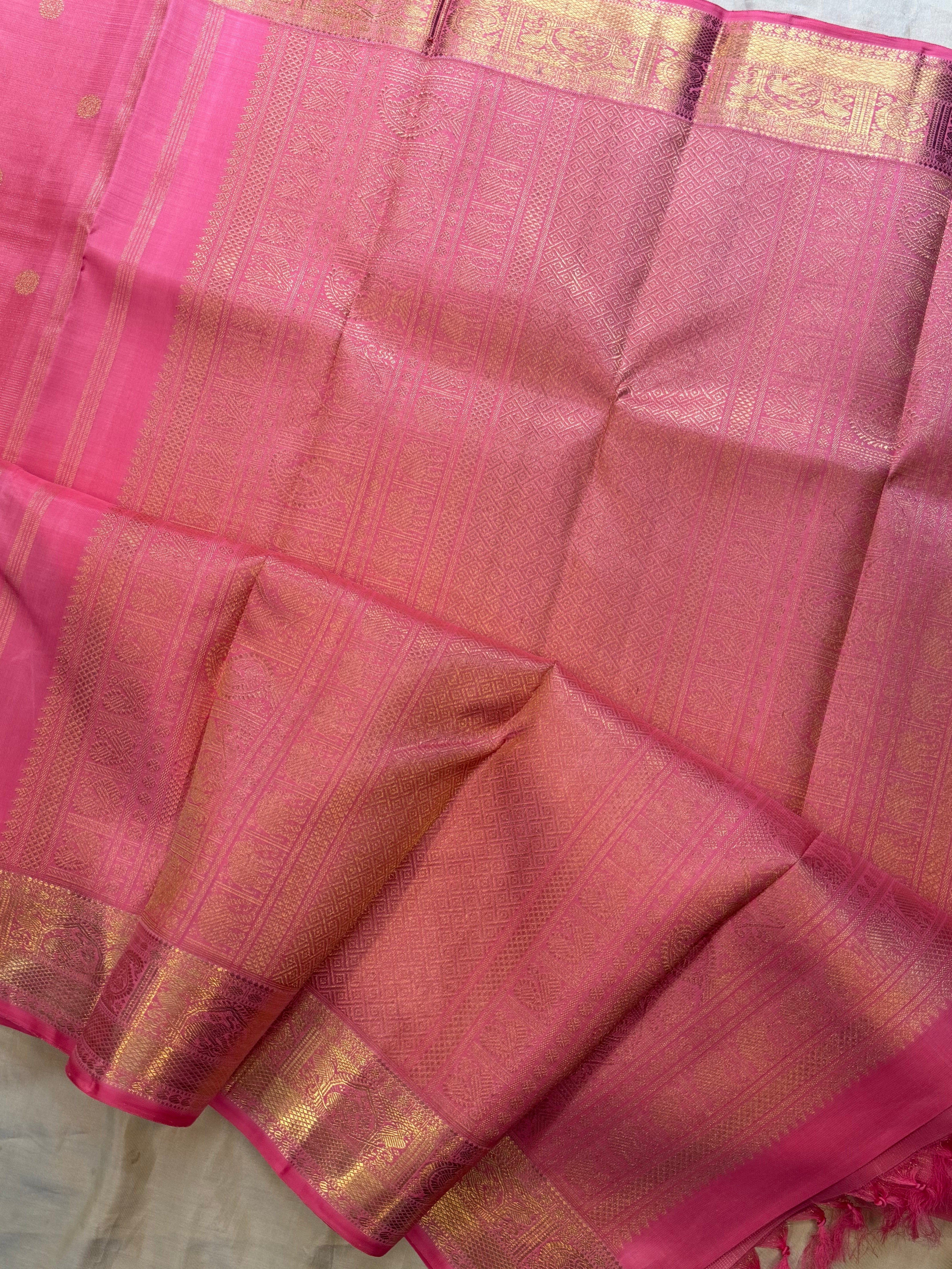 Heirloom Vairaoosi pink Kanjipuram silk saree