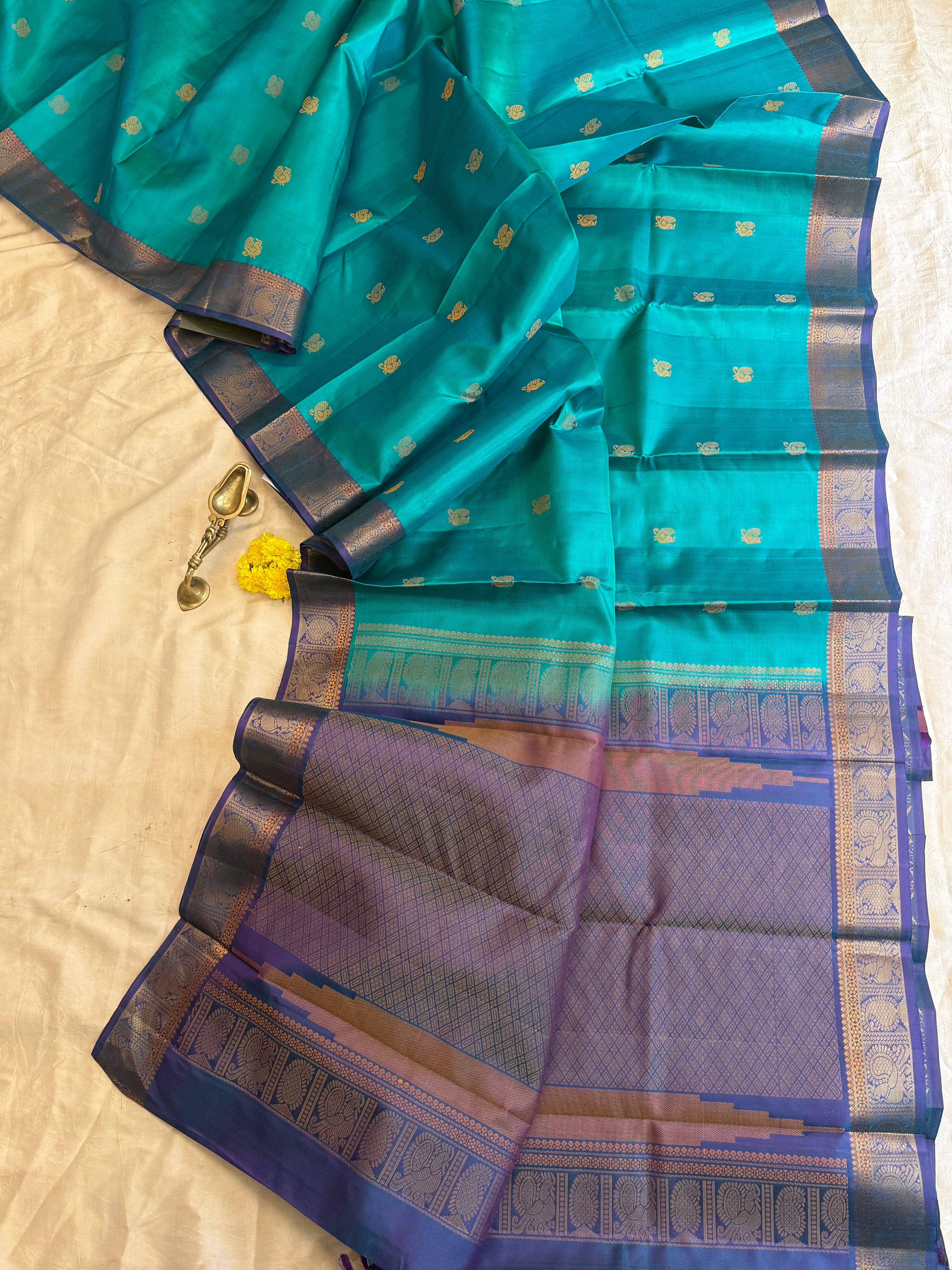 Rama green shot blue / Varnangal soft silk