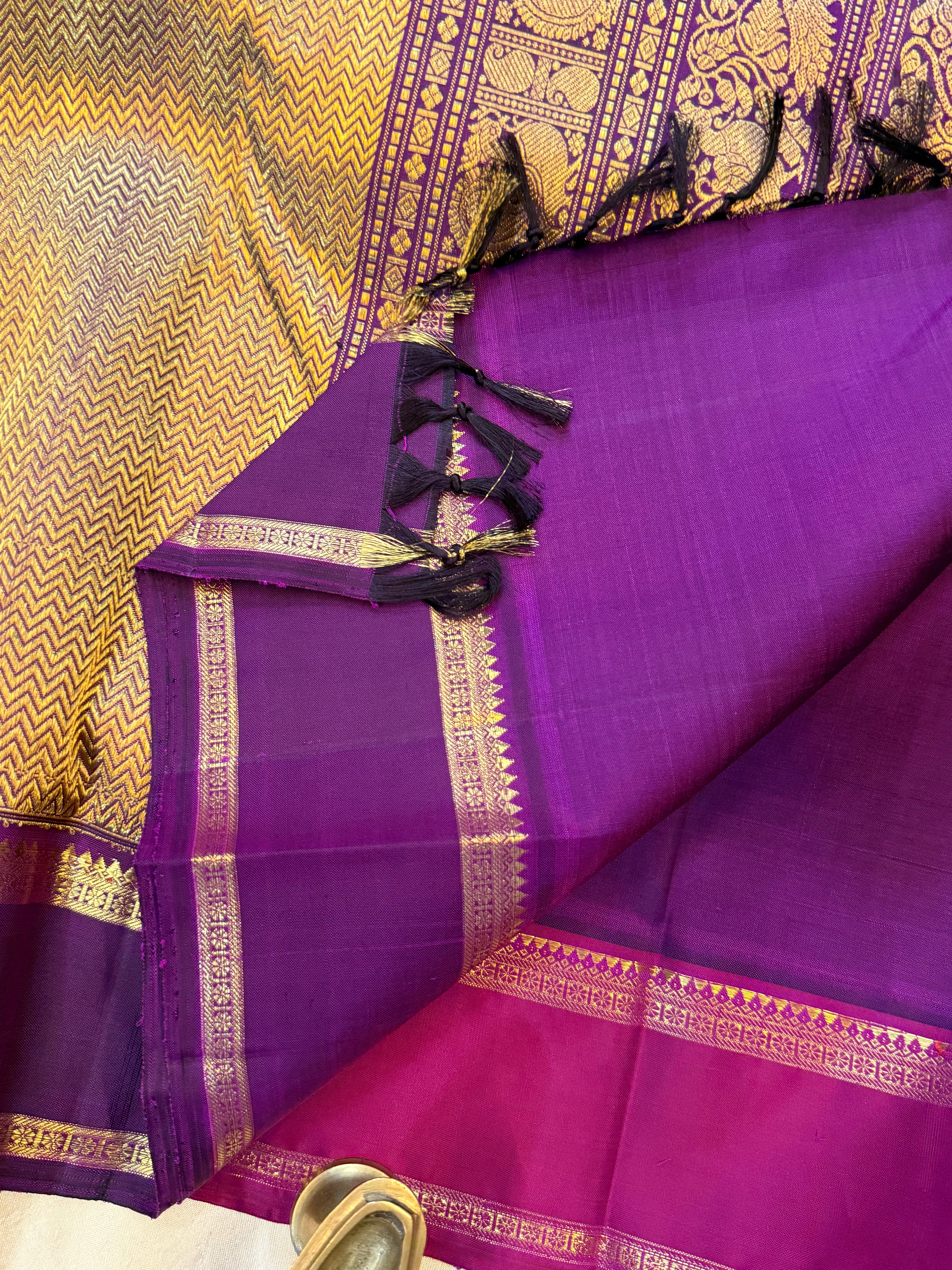 Aubergine colour Ganga Jamuna / kanjipuram silk