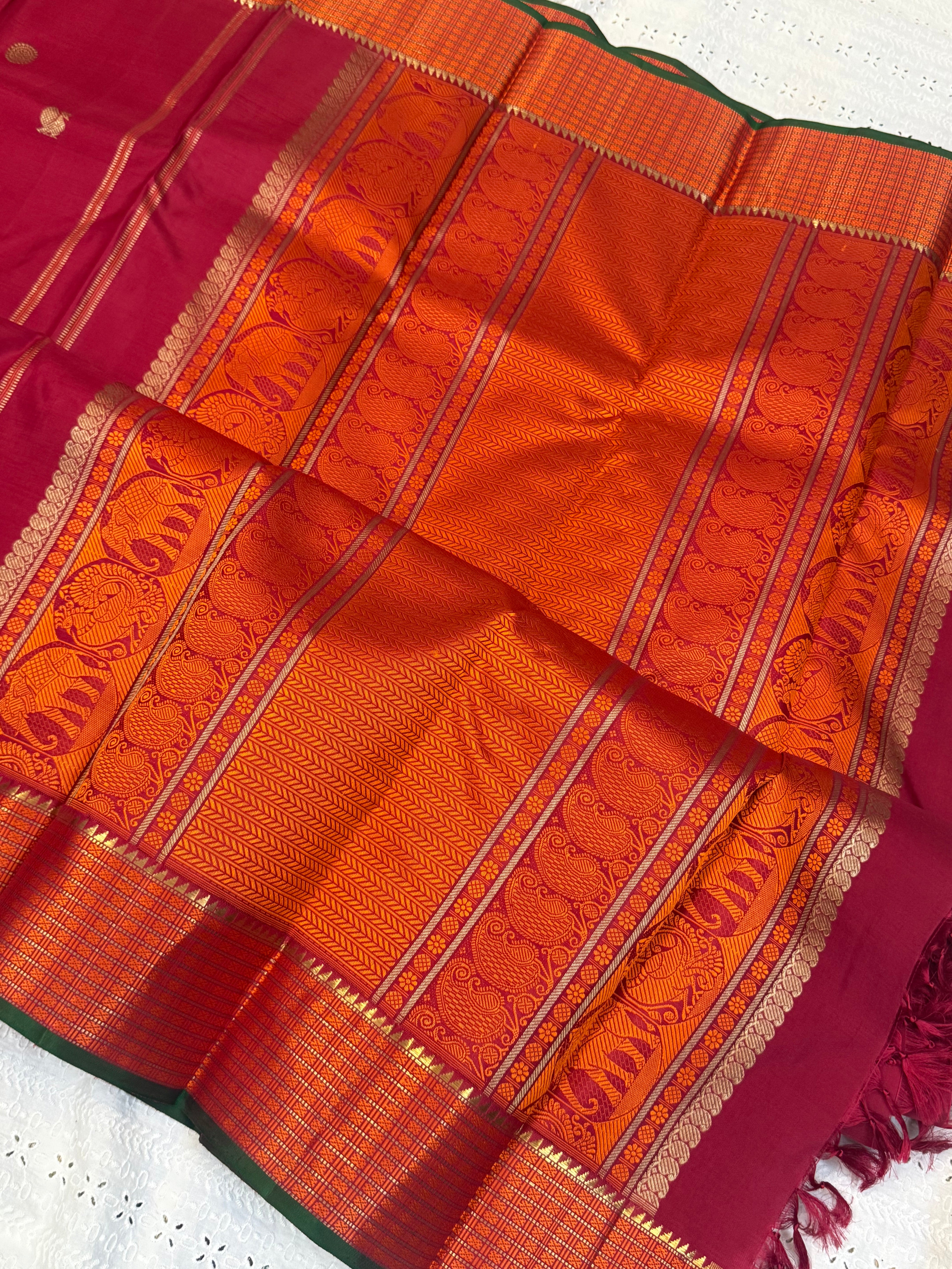Reddish pink Annam chakram butta / kanjipuram silk saree CLSA 10158