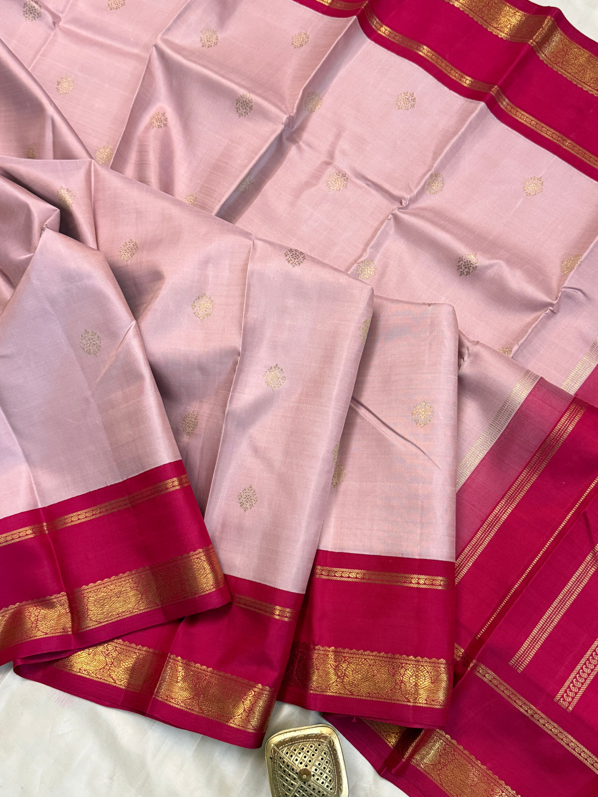 blush pink Korvai pure Zari / kanjipuram silk clsa286