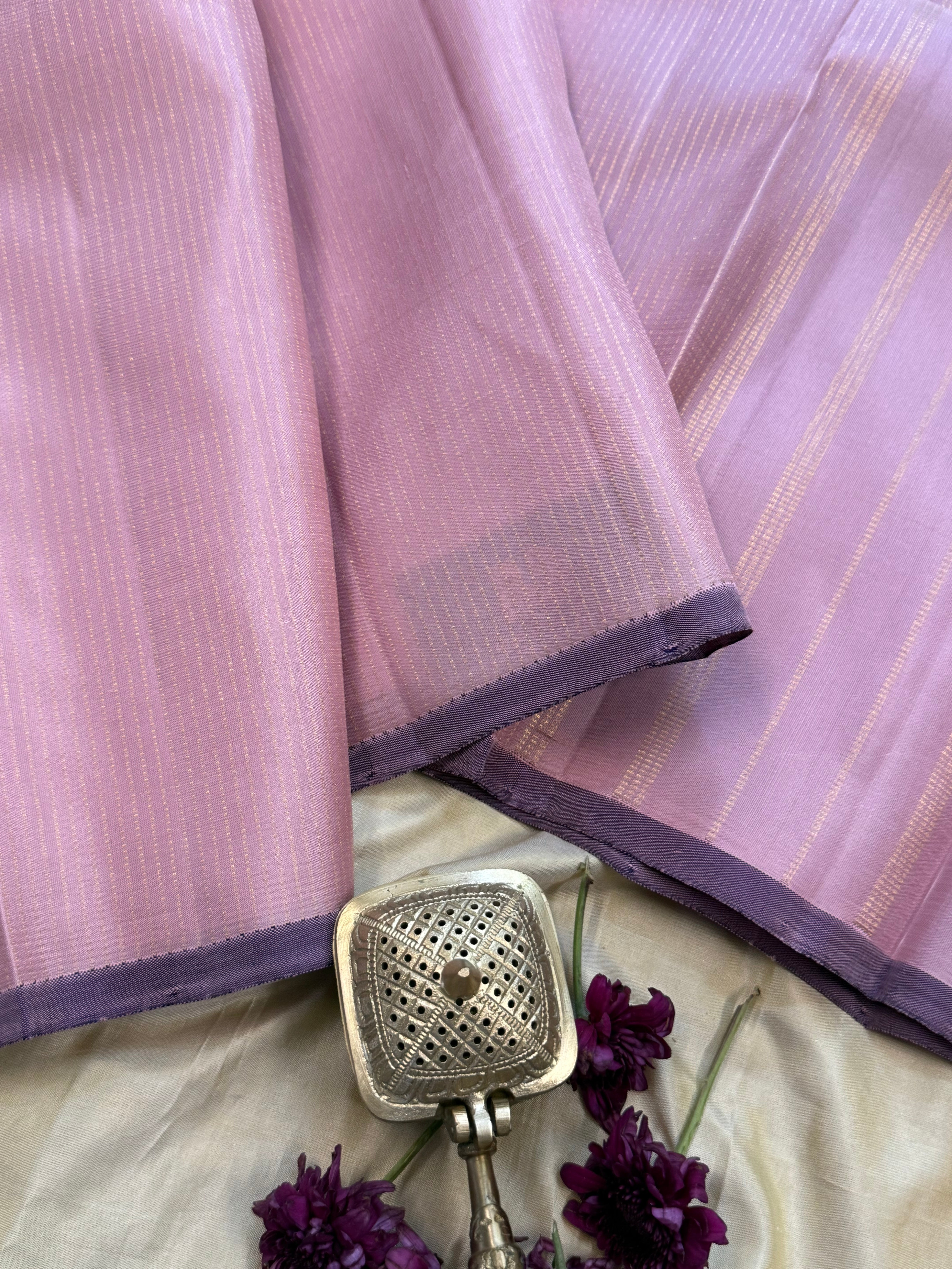 Pink Oosi zari stripes / Kanjipuram silk