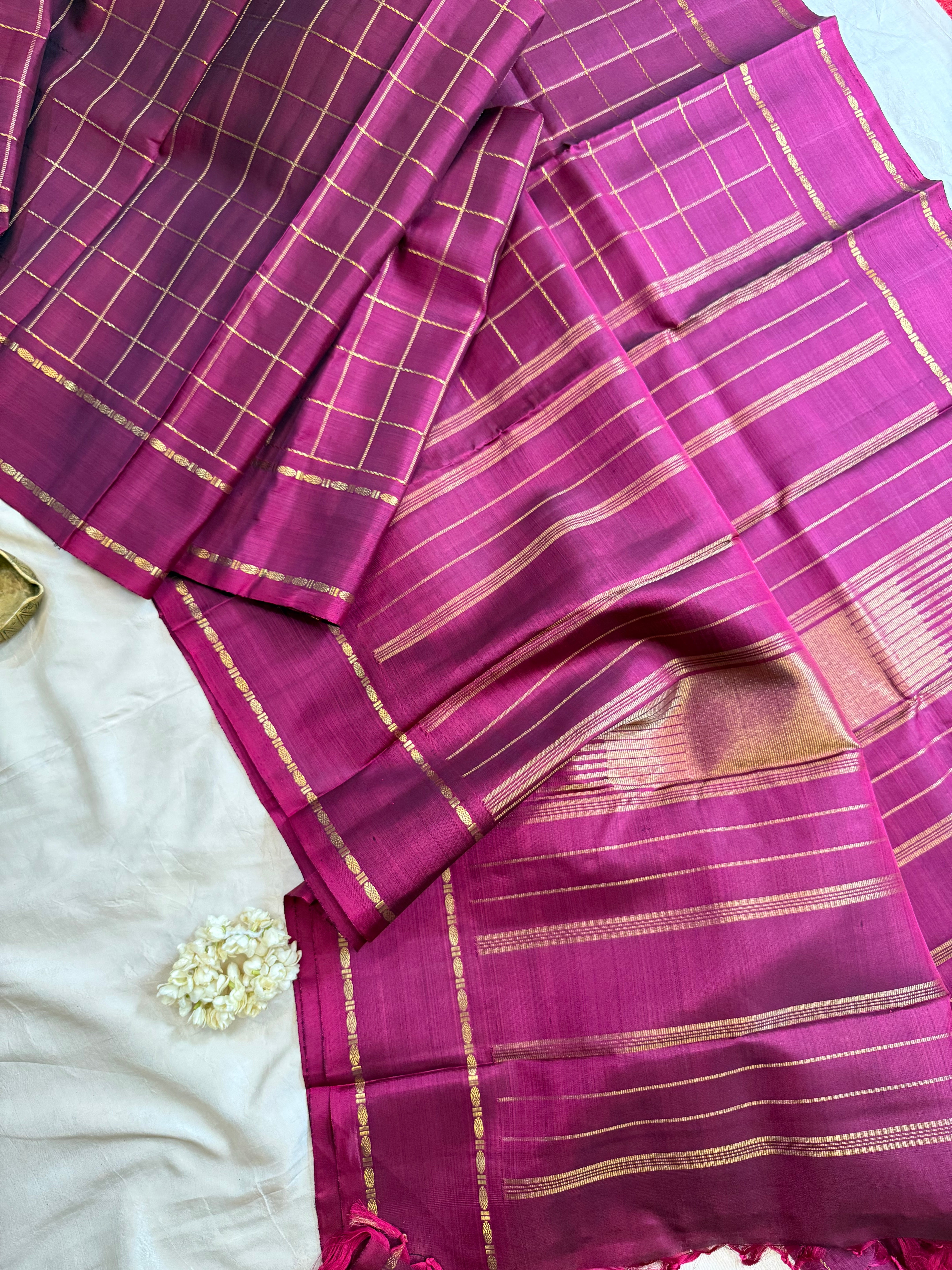 Wine colour Zari Kattam - kanjipuram silk