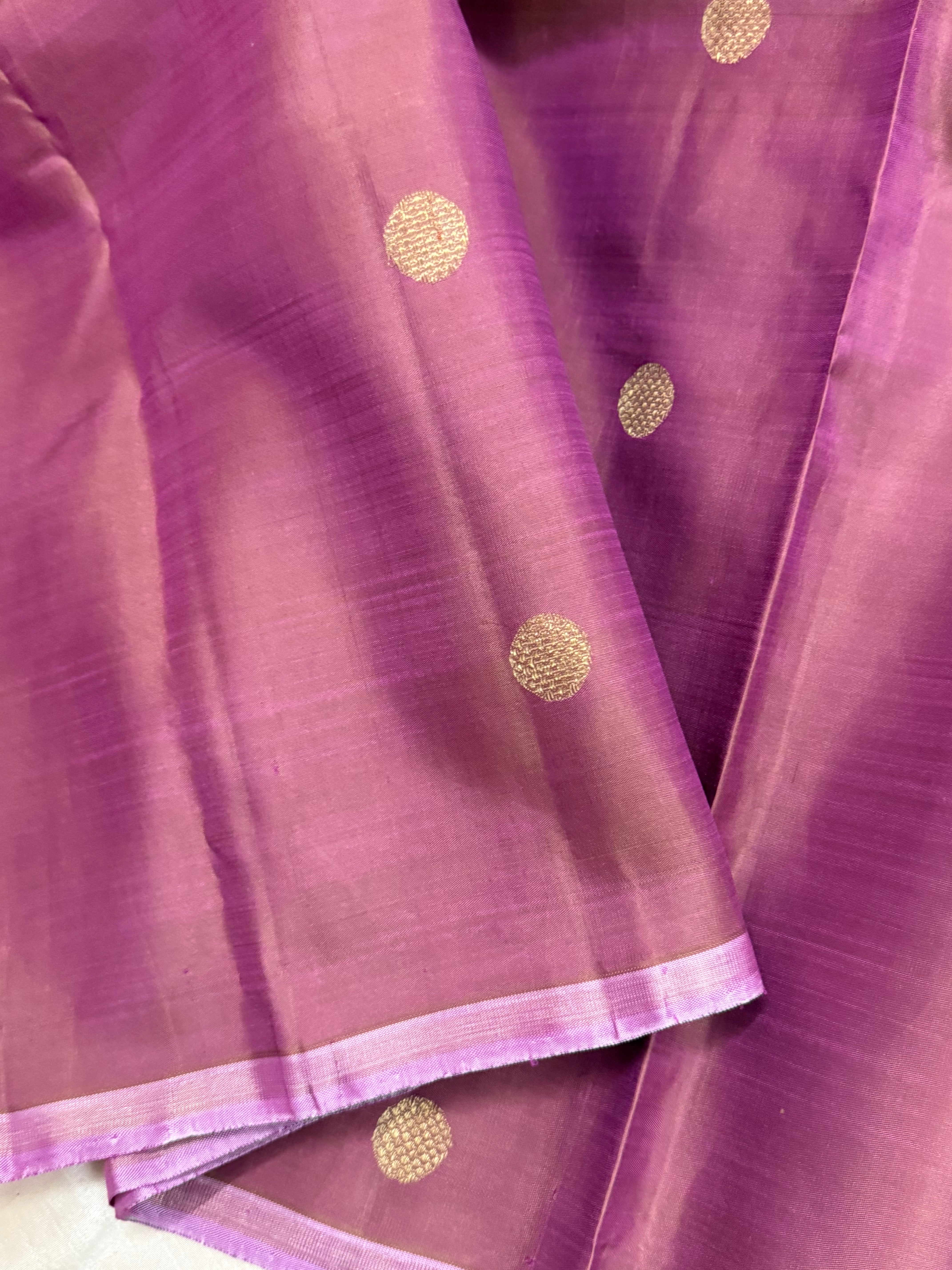 Mauvish pink borderless/ kanjipuram silk
