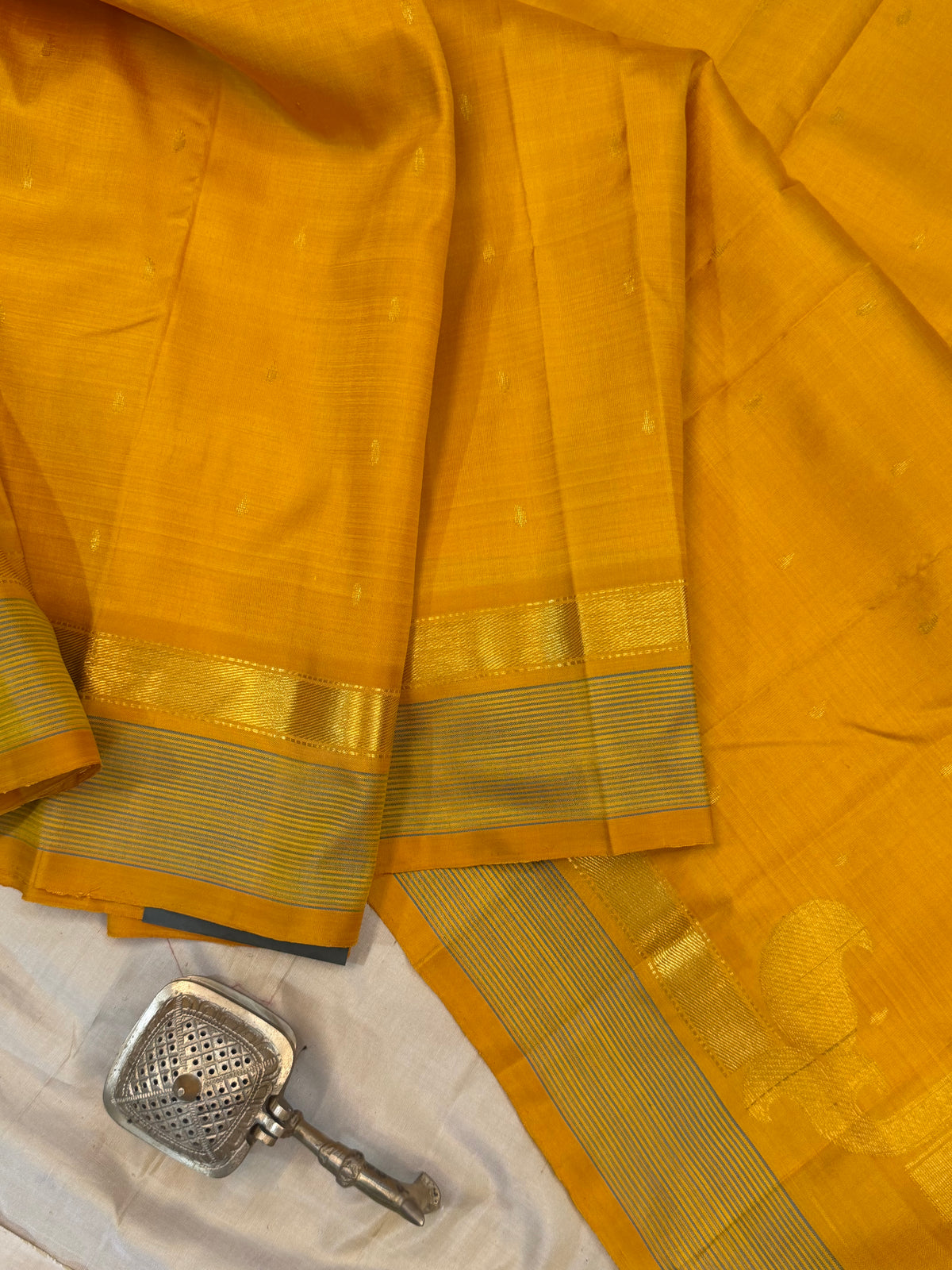 Mustard yellow Aarani pure silk saree/ clsa 12061