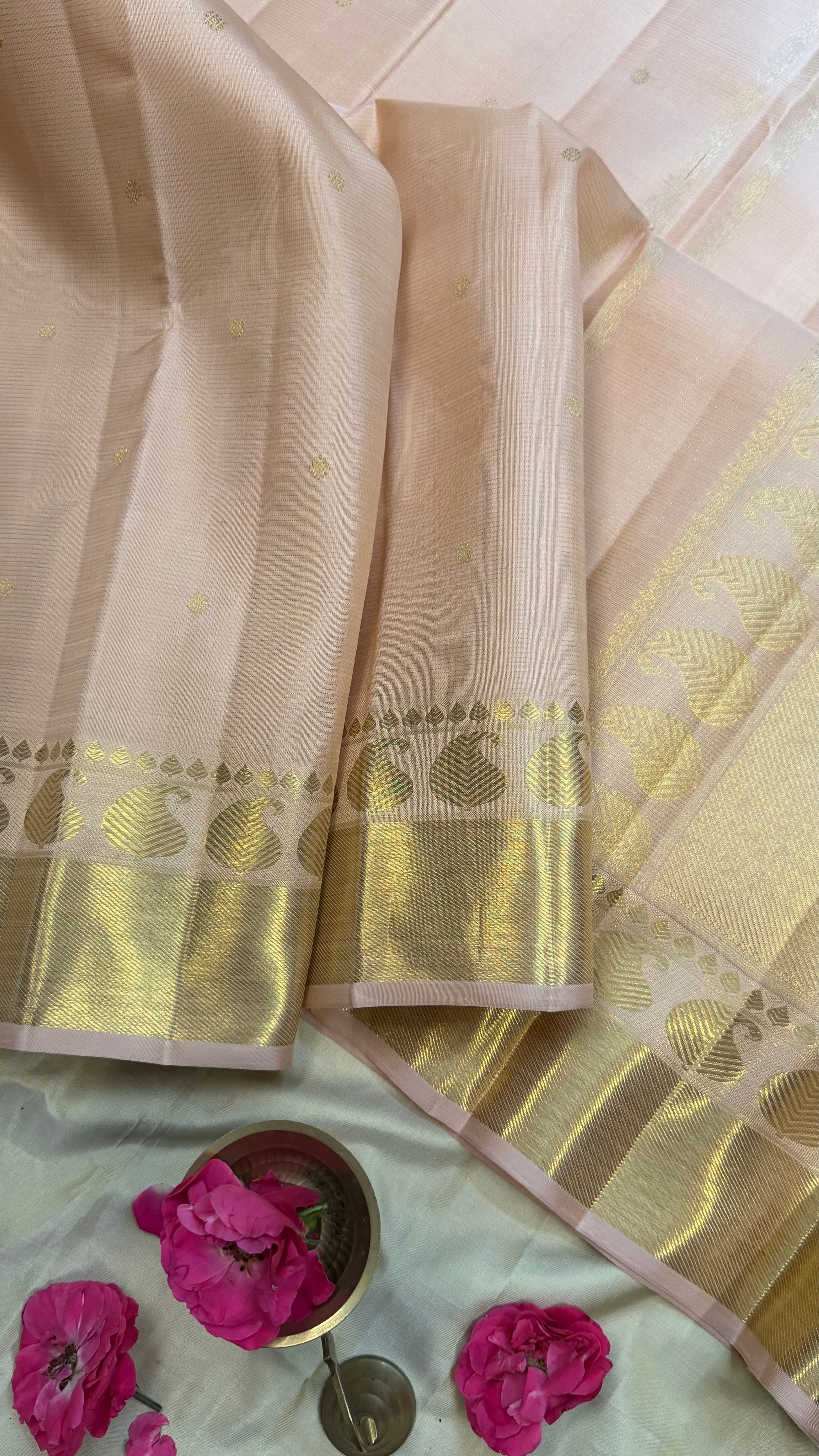 Blush pink Vairaoosi / Kanjipuram silk