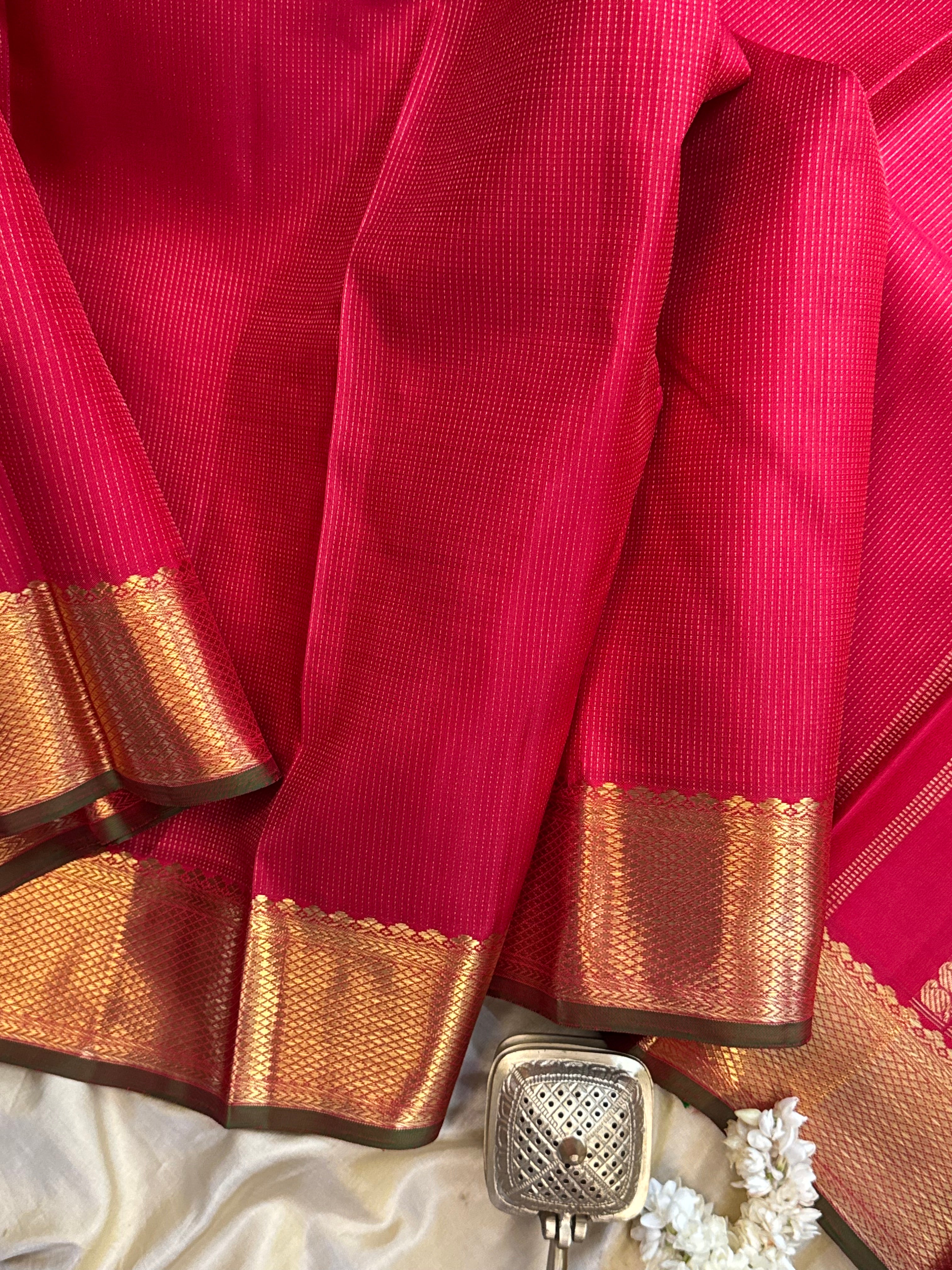 Pinkish red zari oosivanam / Kanjipuram silk CLSA7775