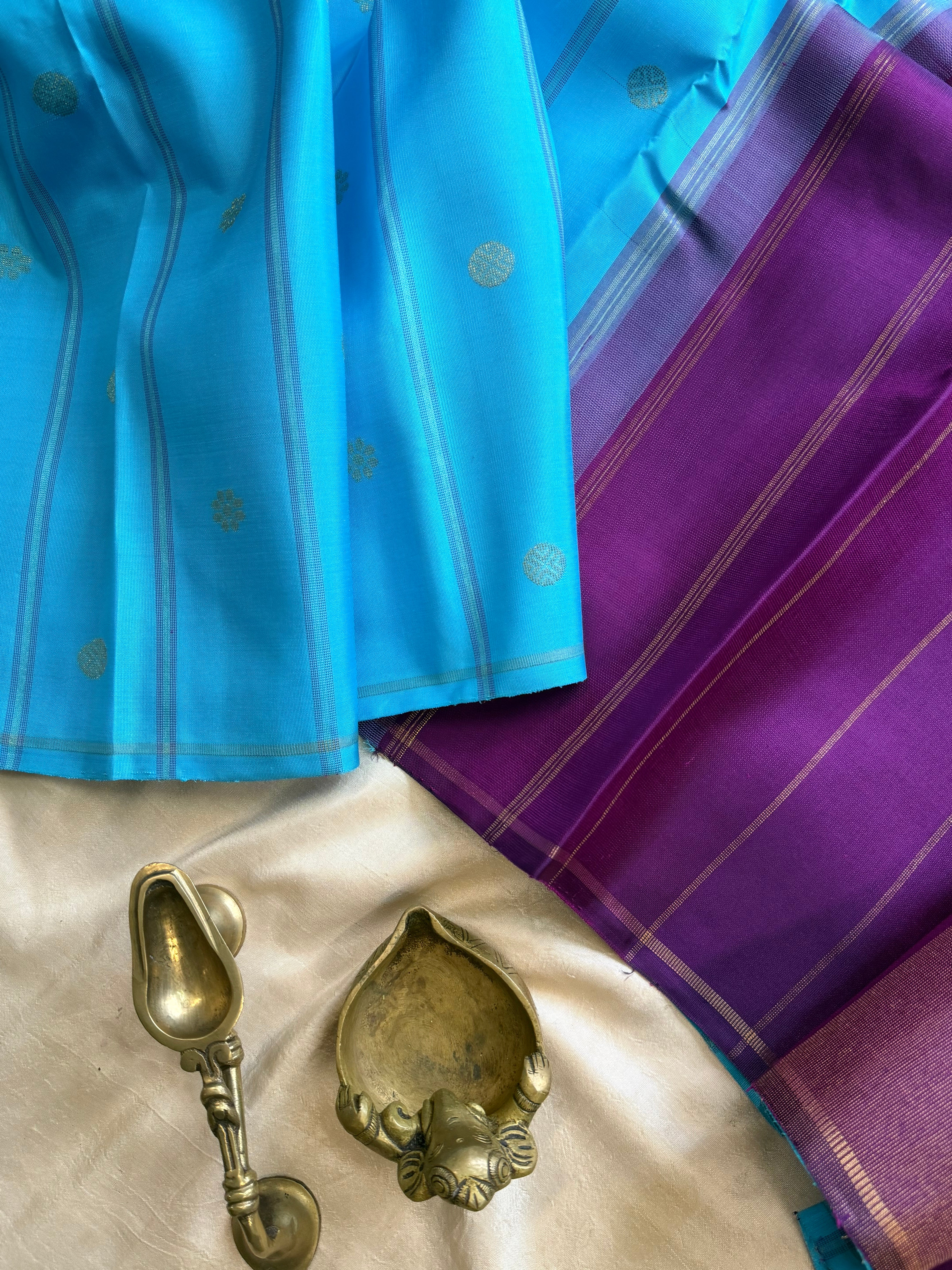 Kalai :Aanadha blue and purple palla / kanjipuram silk