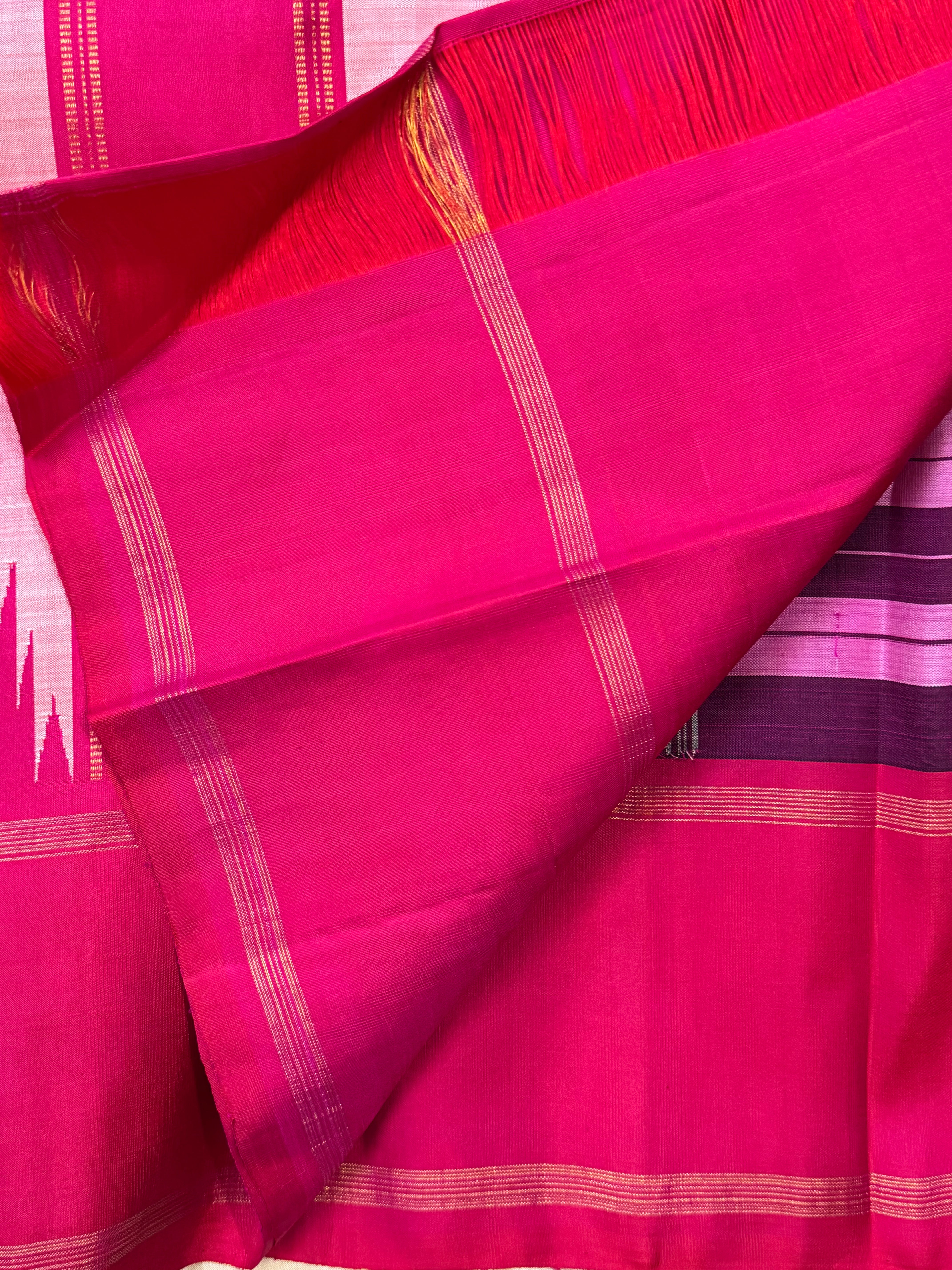 Black and white checks and pink / Arani silk