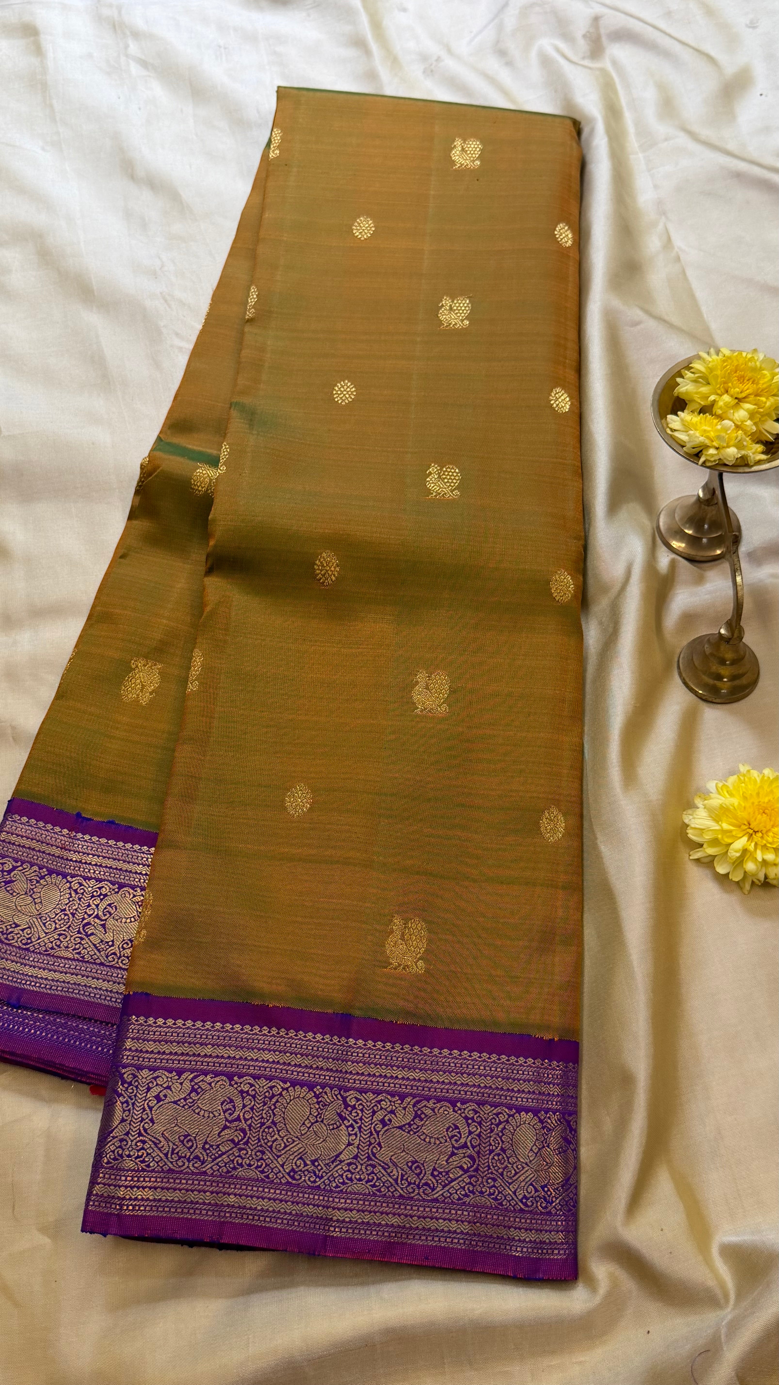Maanthulir shot purple kai korvai/ Kanjipuram Silk