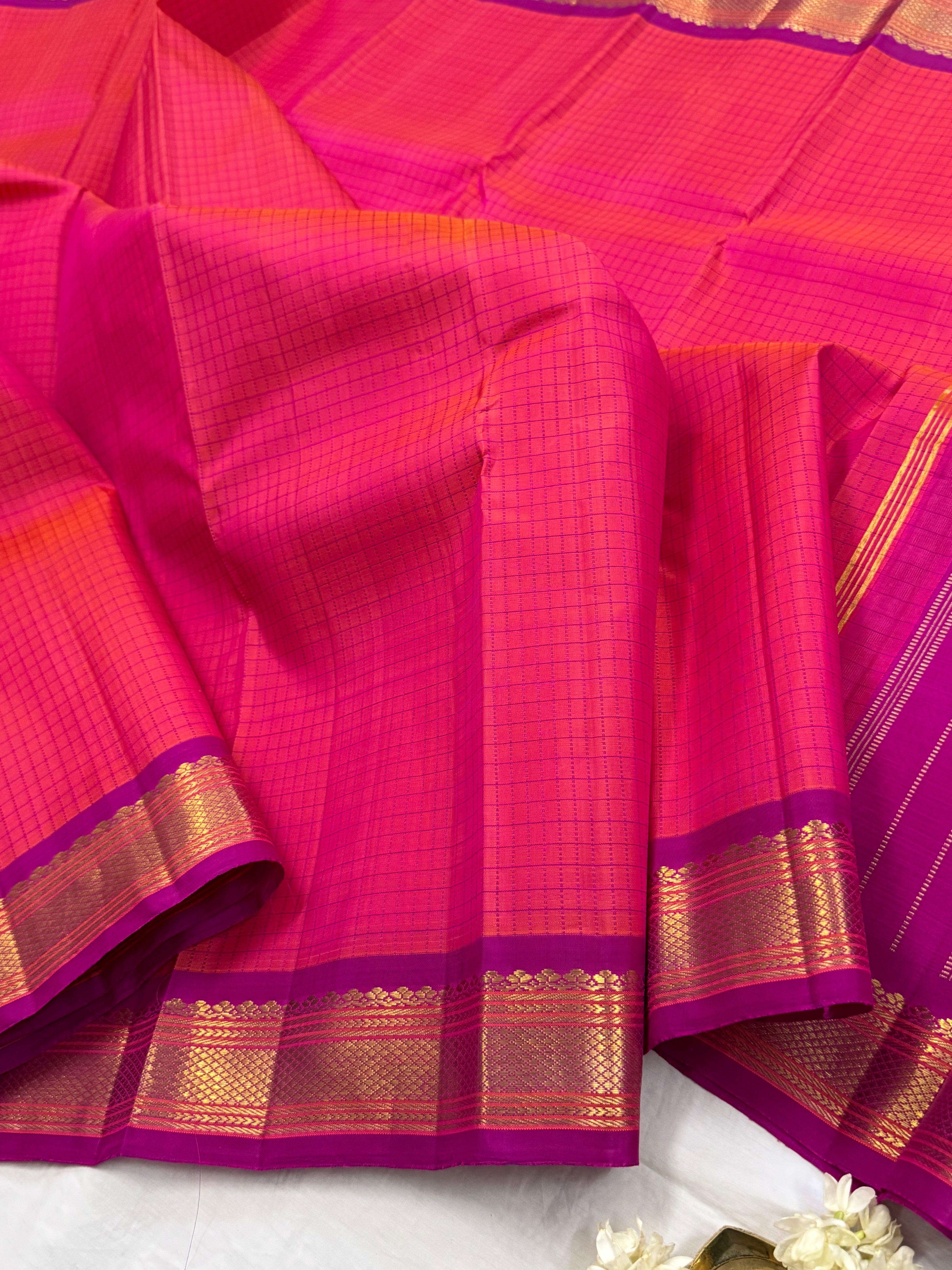 Pink shot purple kattam / Kanjipuram silk