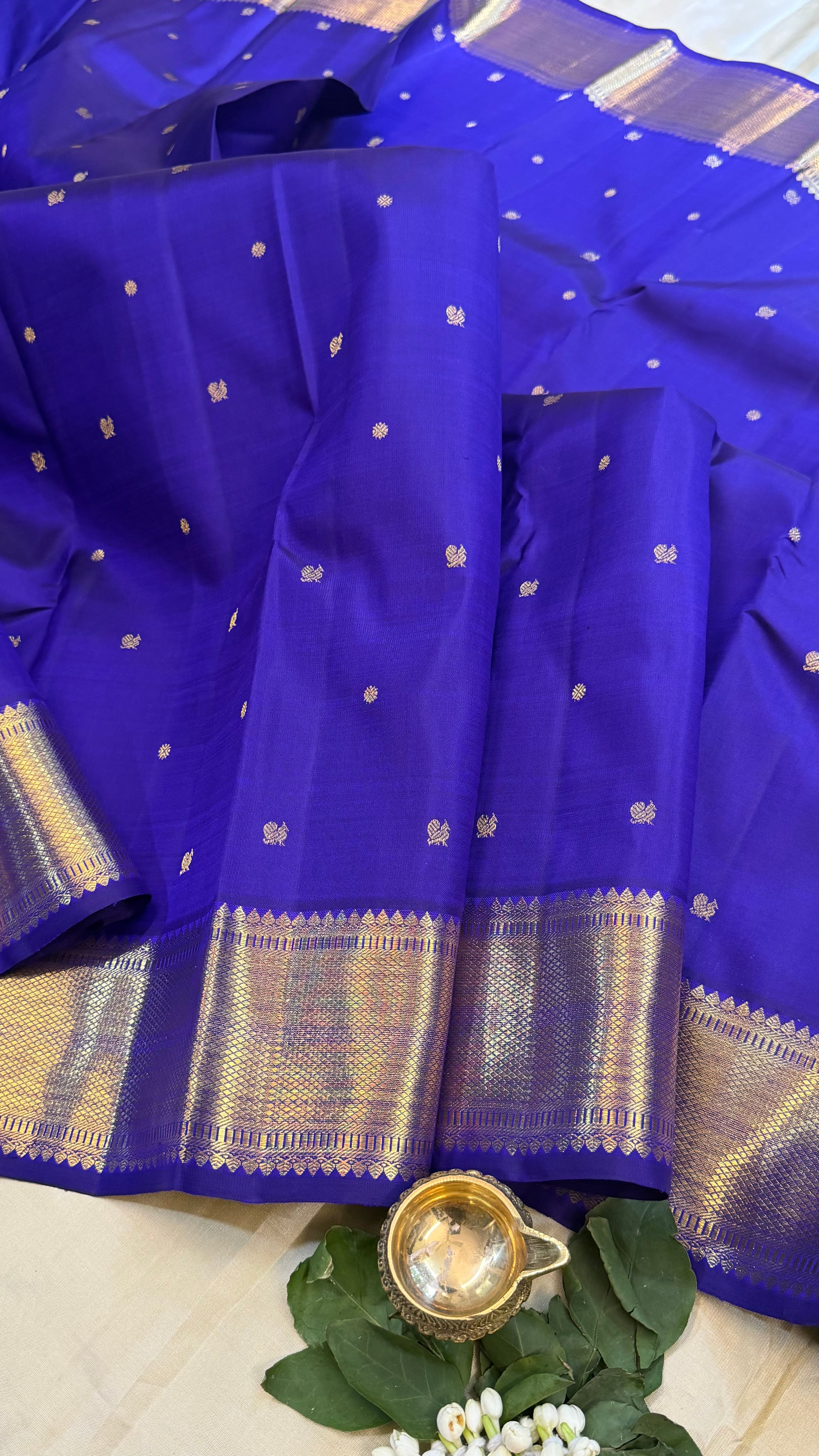 Purplish blue getti border/ kanjipuram silk