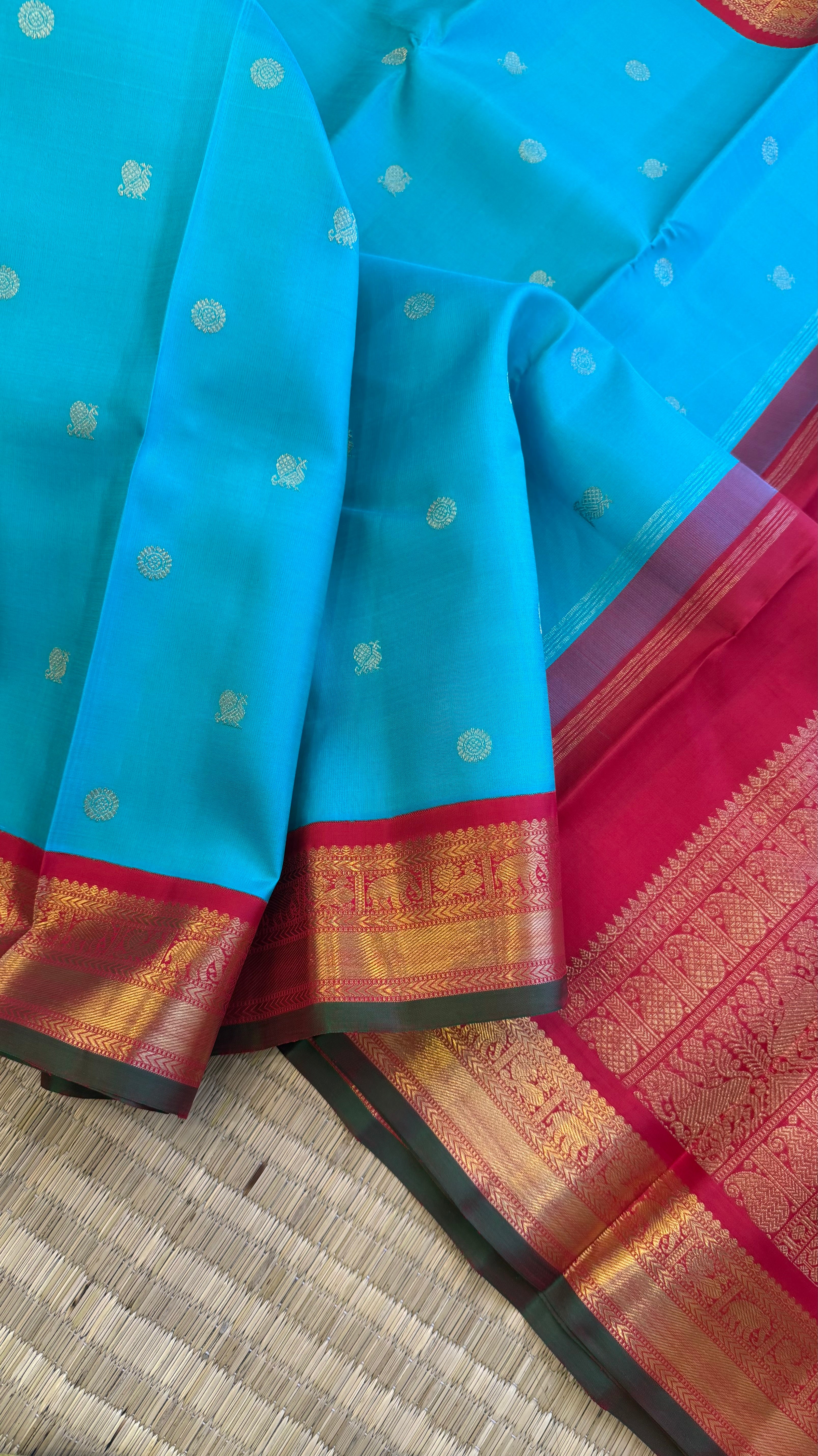 Sea blue Kai Korvai / Kanjipuram silk