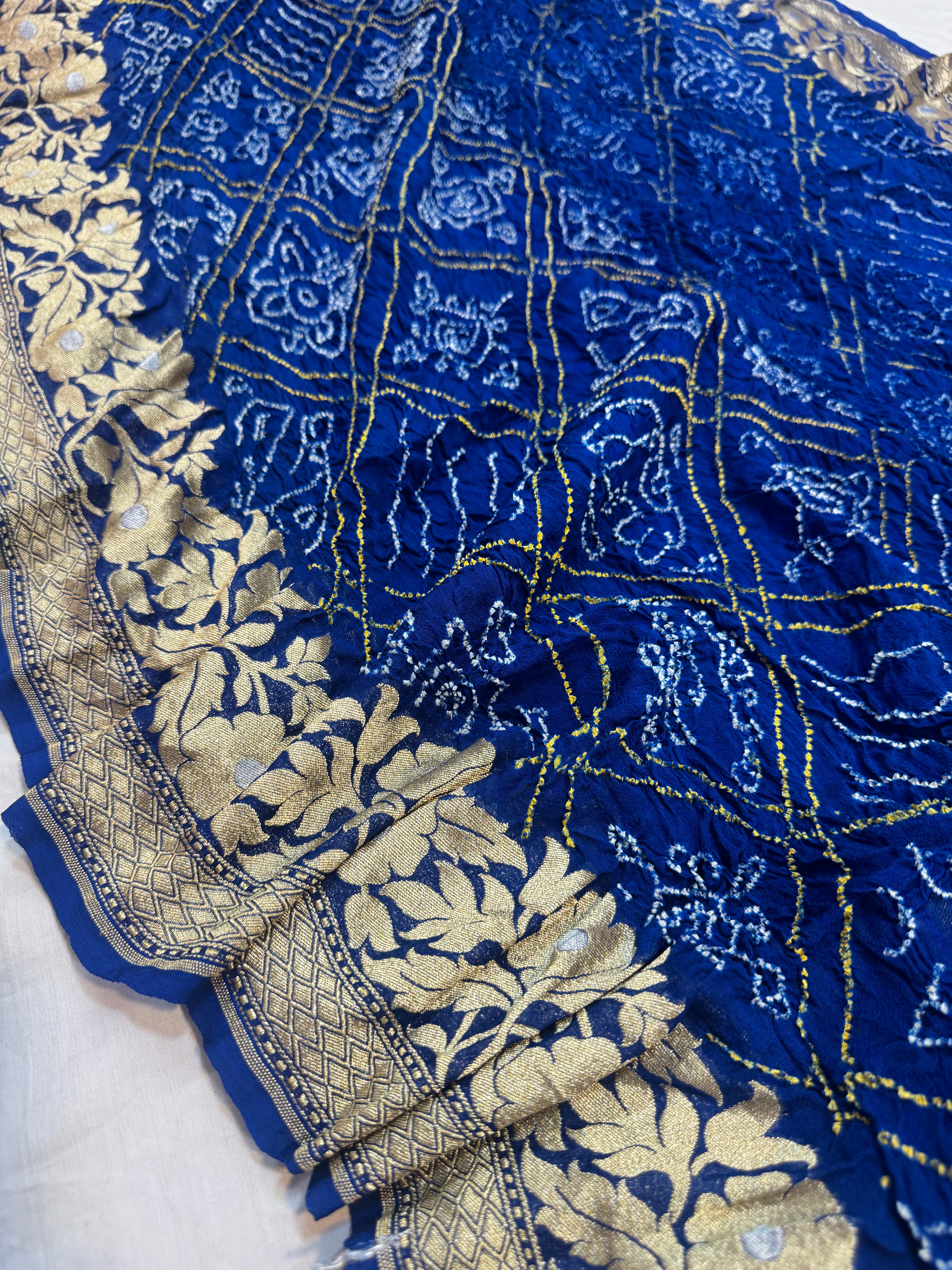 Blue Benarsi georgette Bandhini sarees