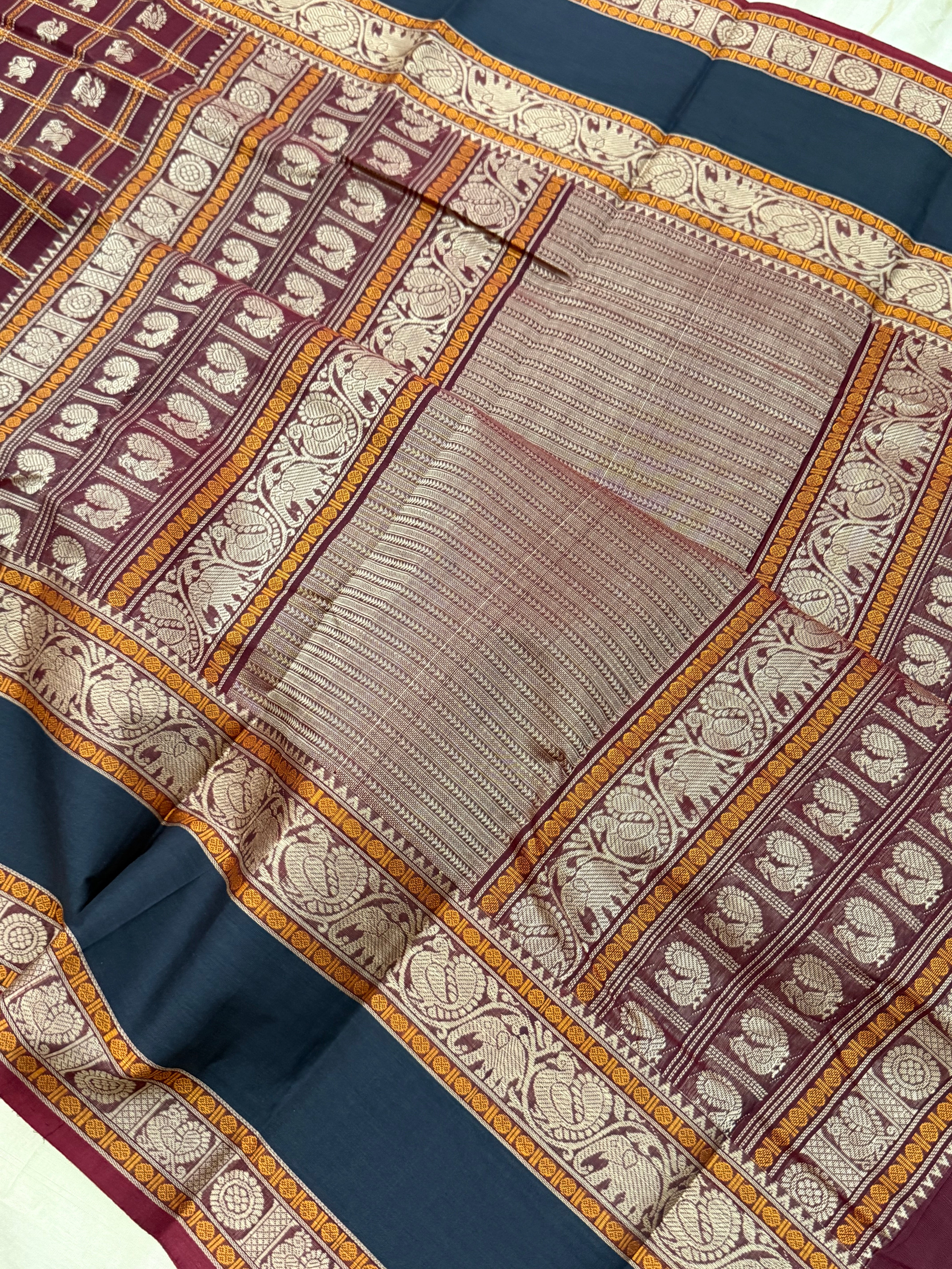 Deep merron multi butta kattam / Kanchi Cotton