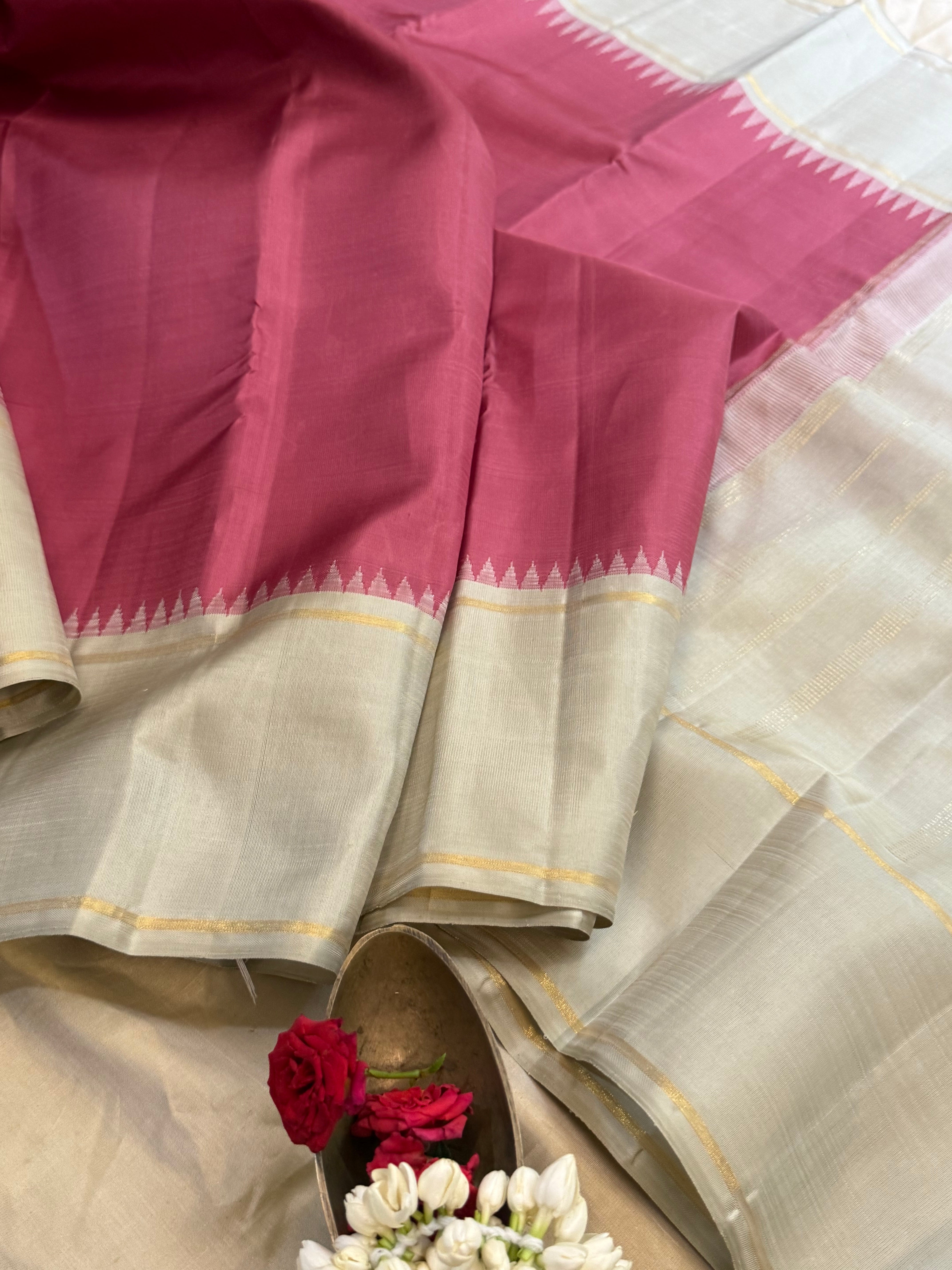 Dusky pink and silverish / Arani silk