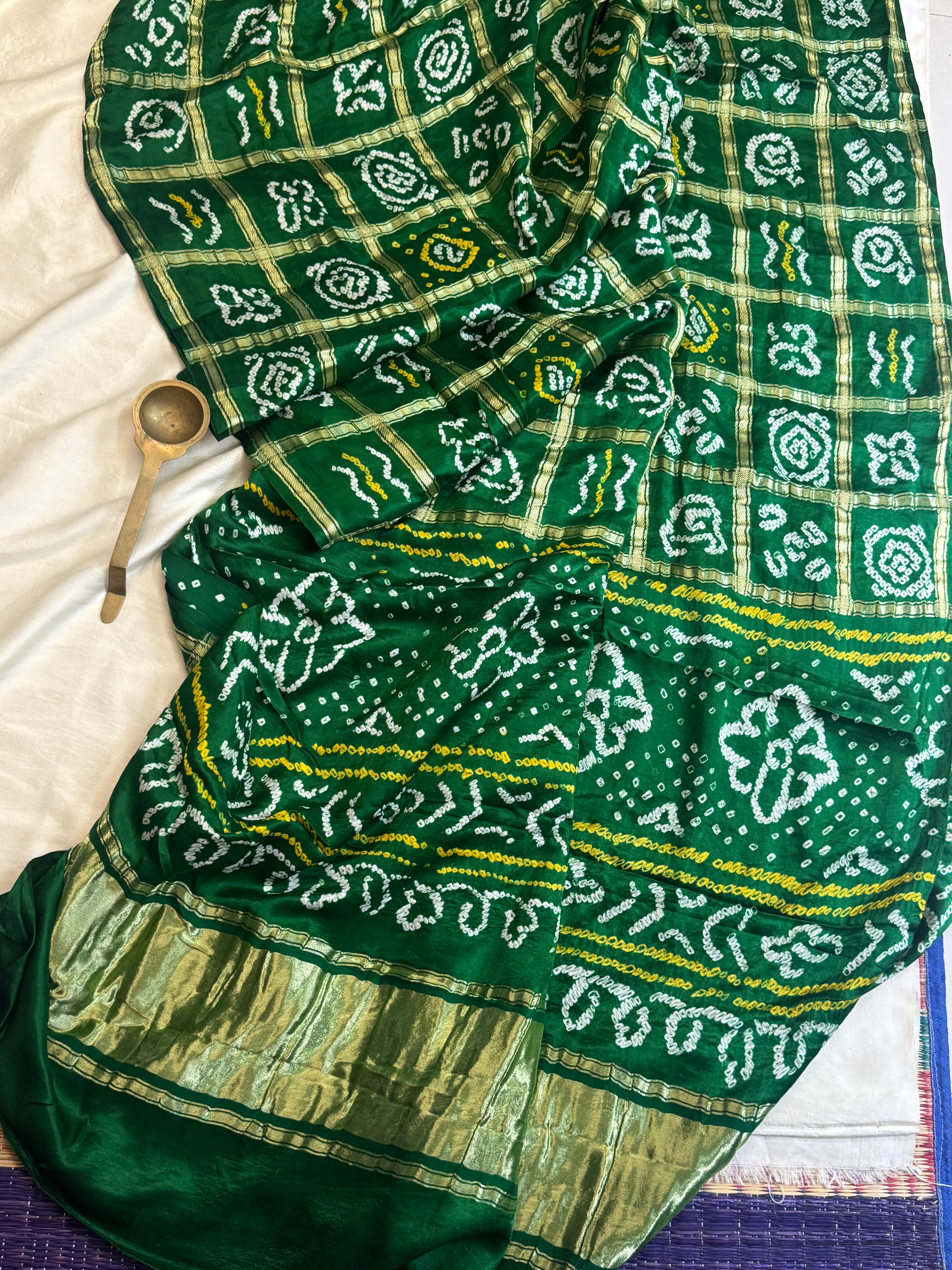 Green gharchola gajji silk / Bandhini sarees