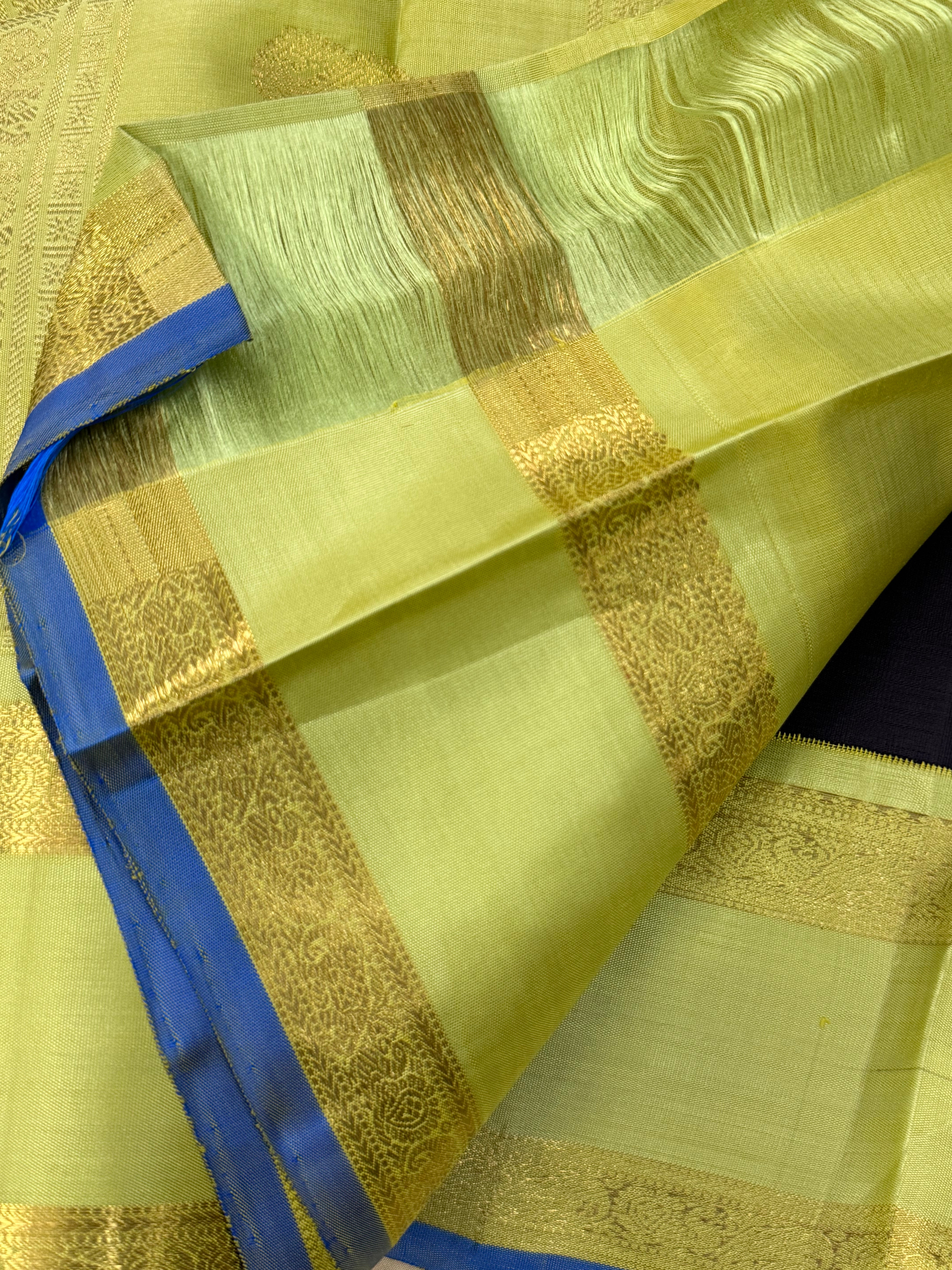 Black and lite green rettapet border/ Kanjipuram silk CL1345