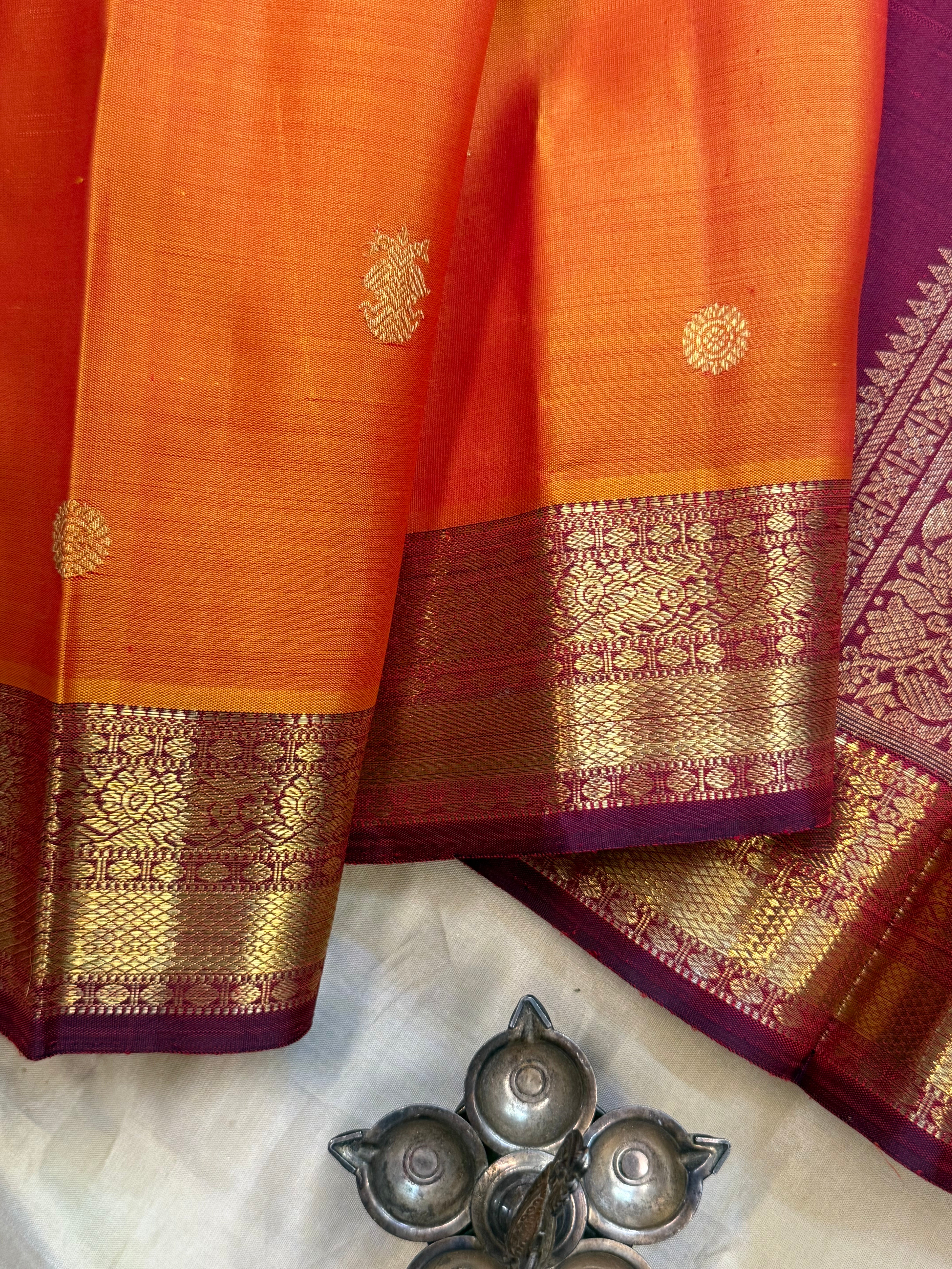 Rustic orange and araku / Kanjipuram silk