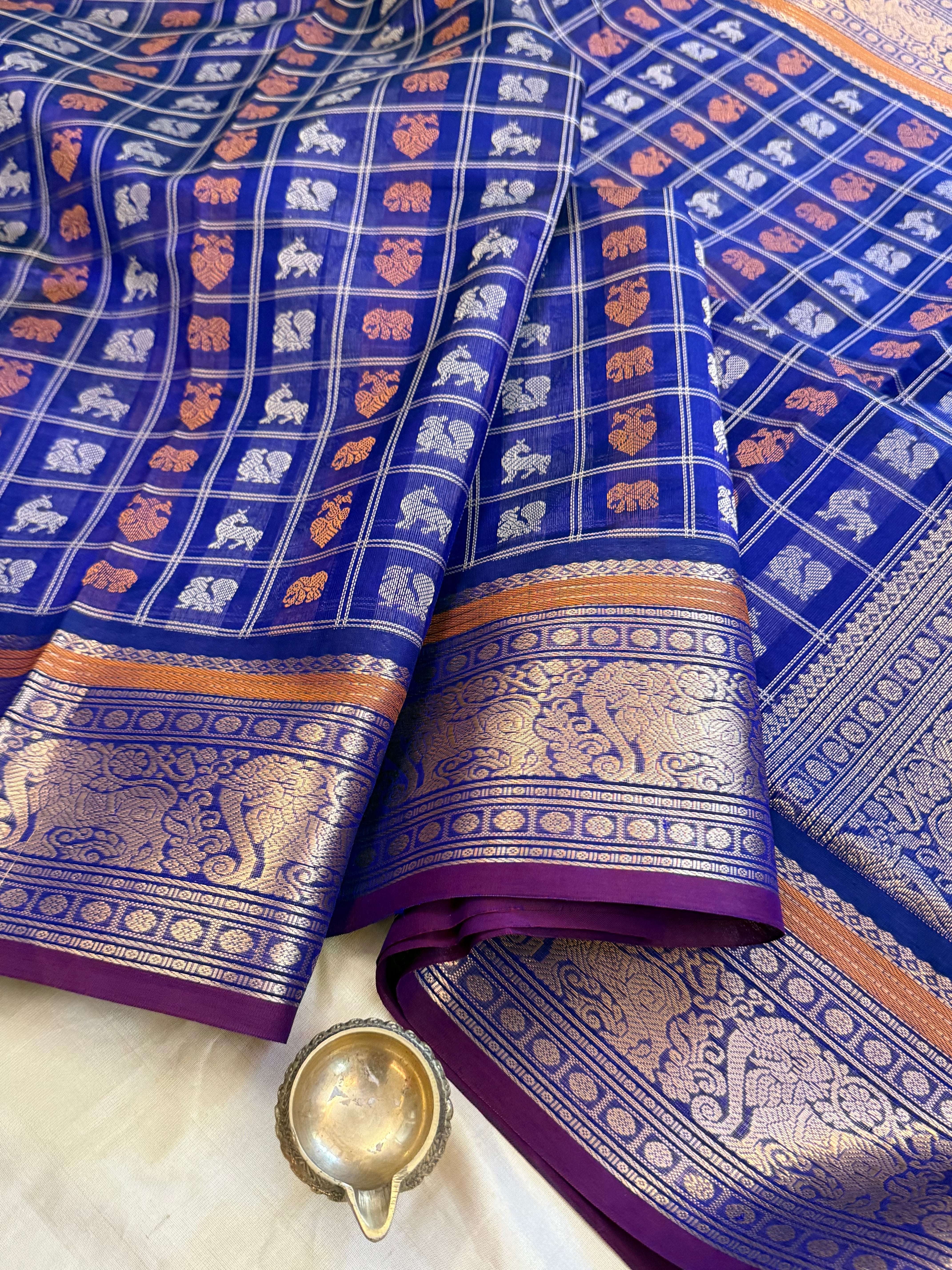 Blue kattam butta / Silk Cotton