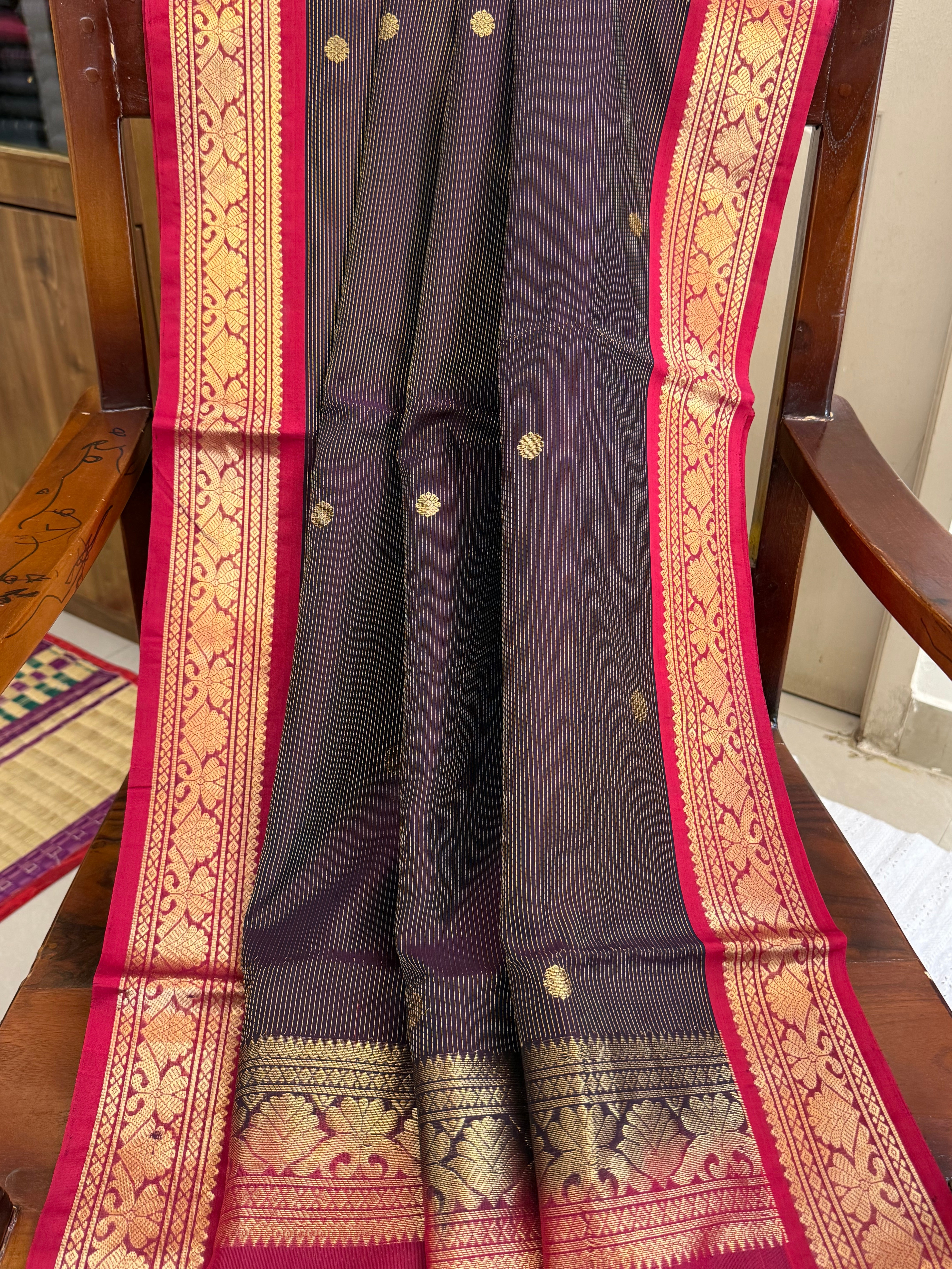 Deep brown and araku vairaoosi/ Premium Silk Cotton CL7295