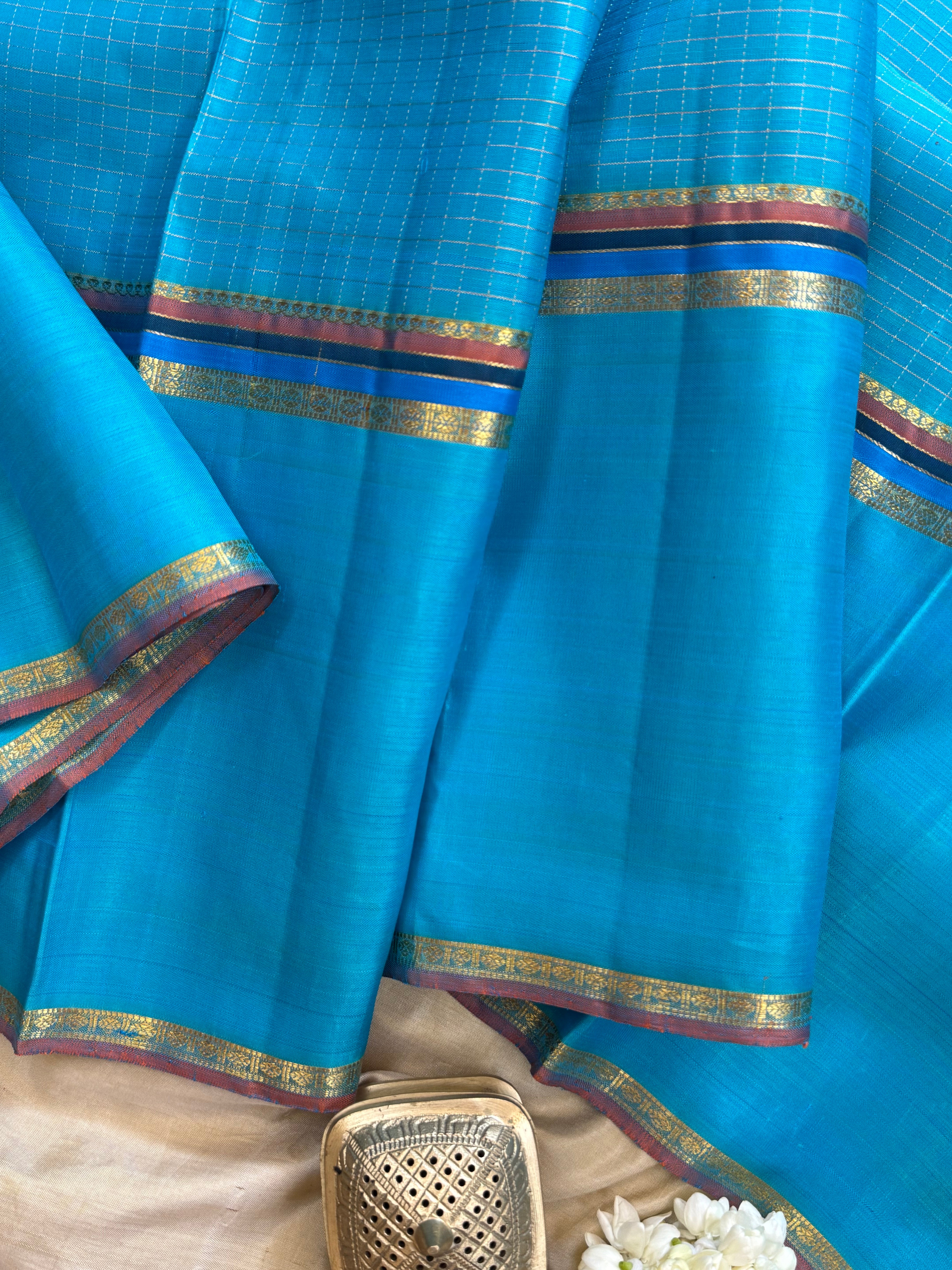 Sea blue long border/ Kanjipuram silk CL6295