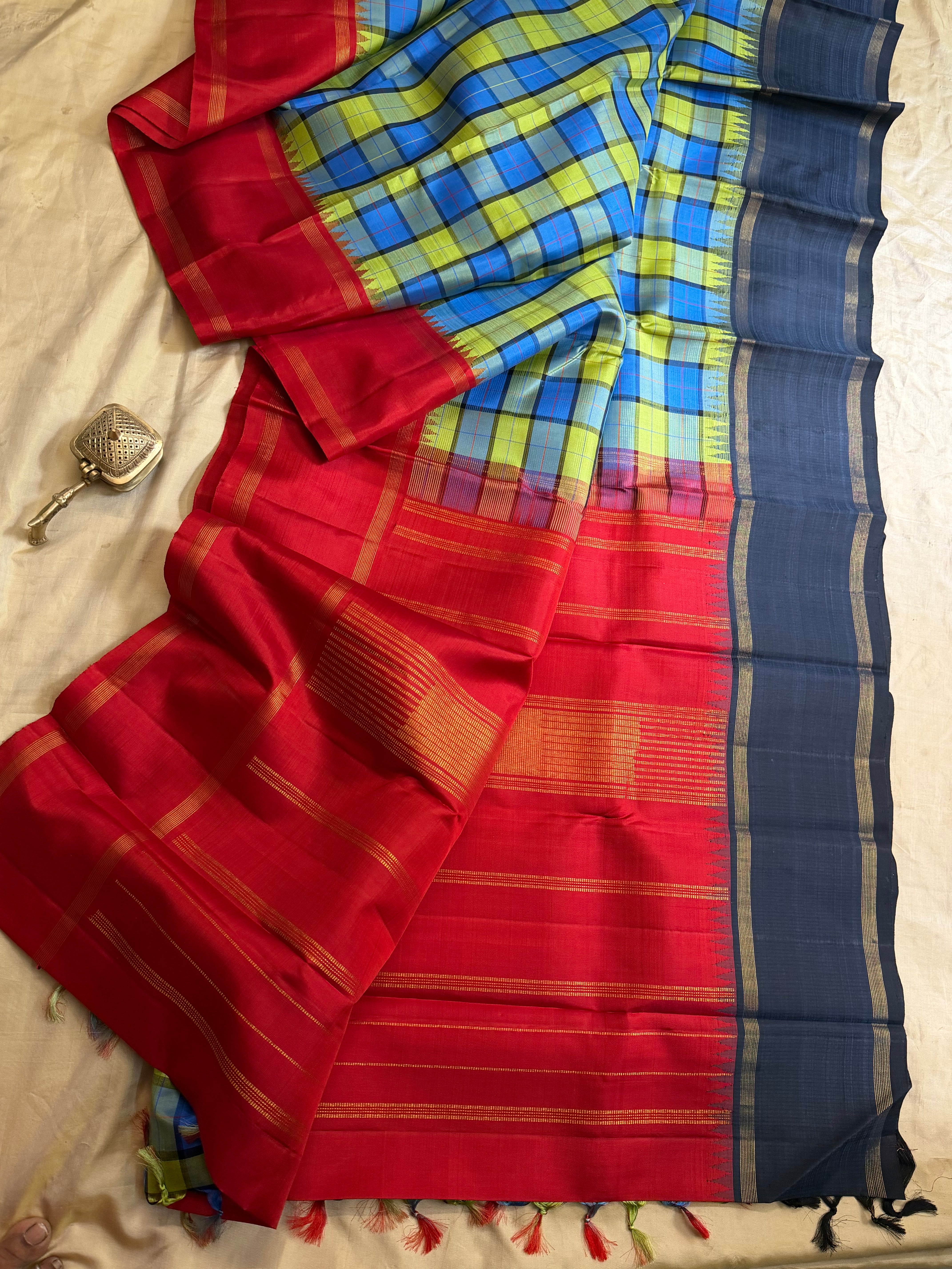 Madras checks Korvai / Arani silk