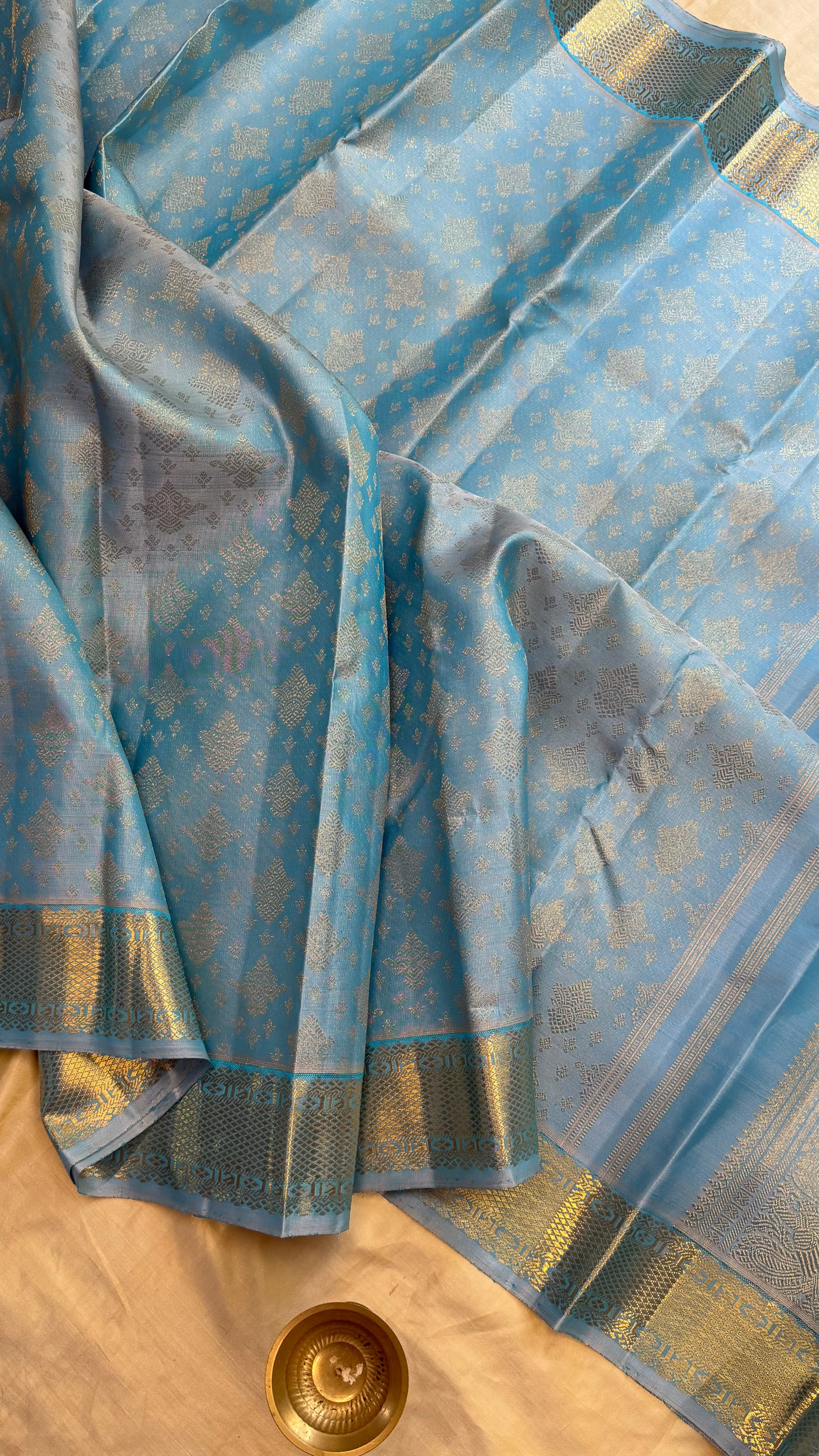 Powder blue brocade / Kanjipuram silk