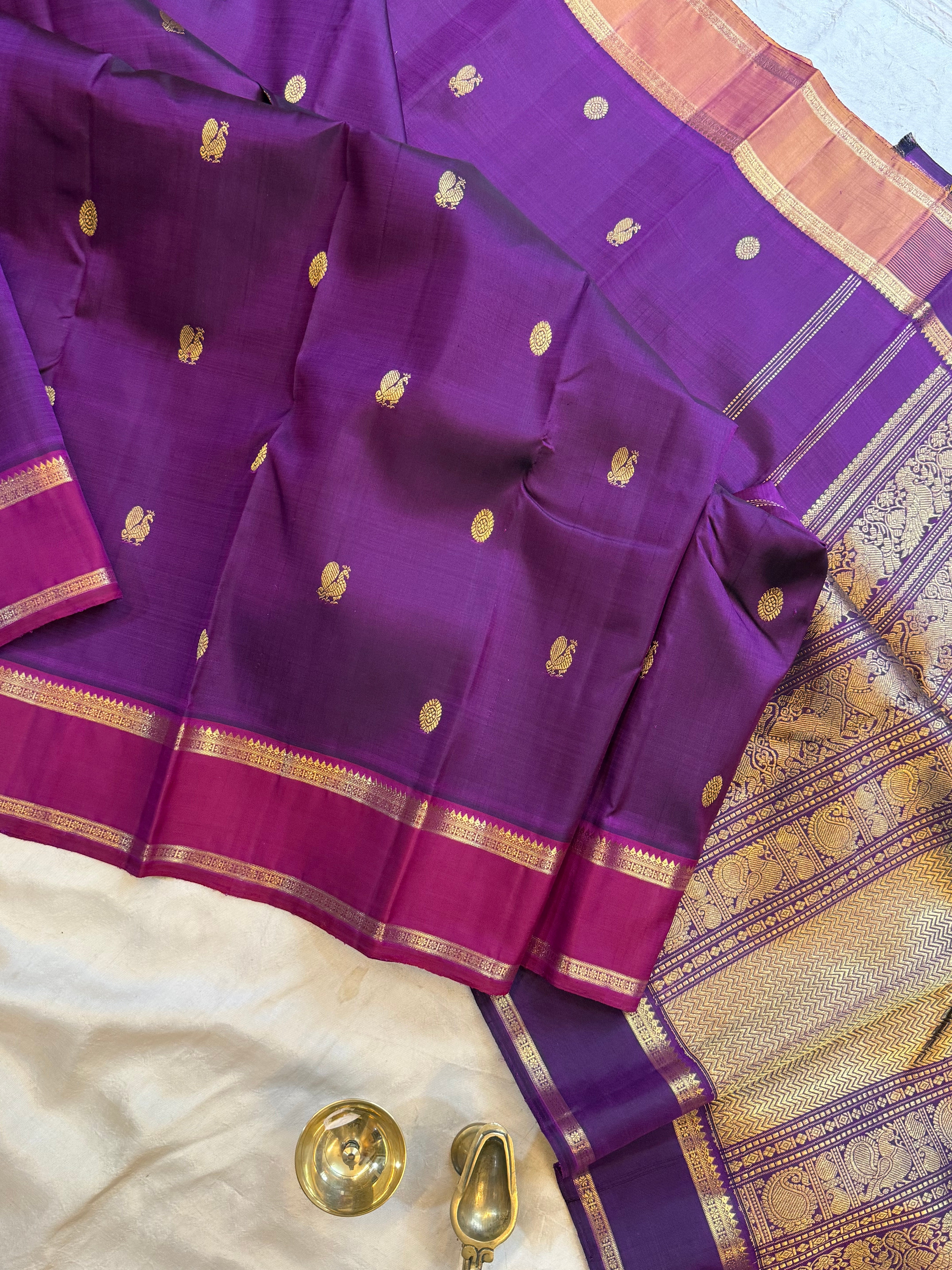 Aubergine colour Ganga Jamuna / kanjipuram silk