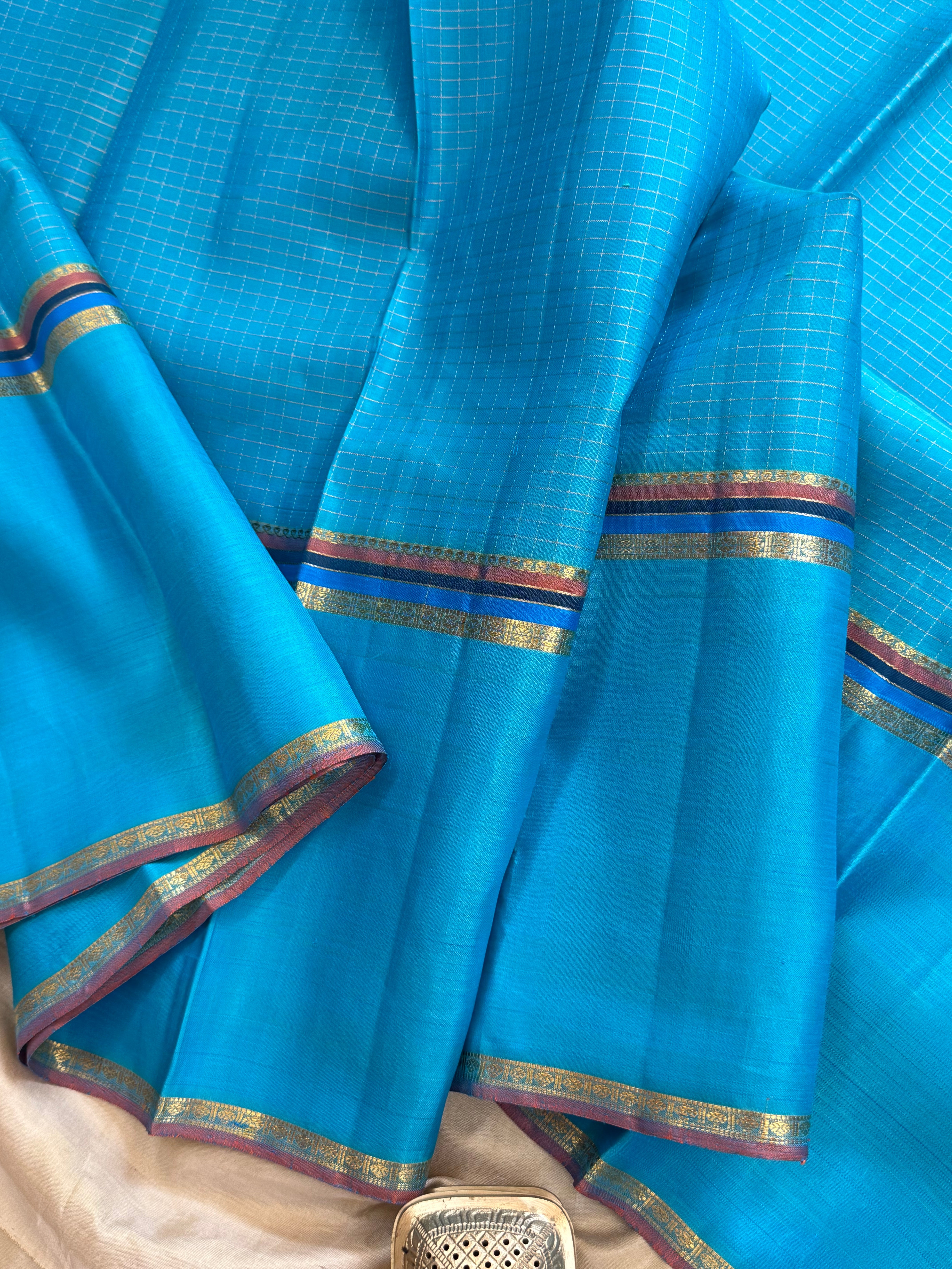 Sea blue long border/ Kanjipuram silk CL6295