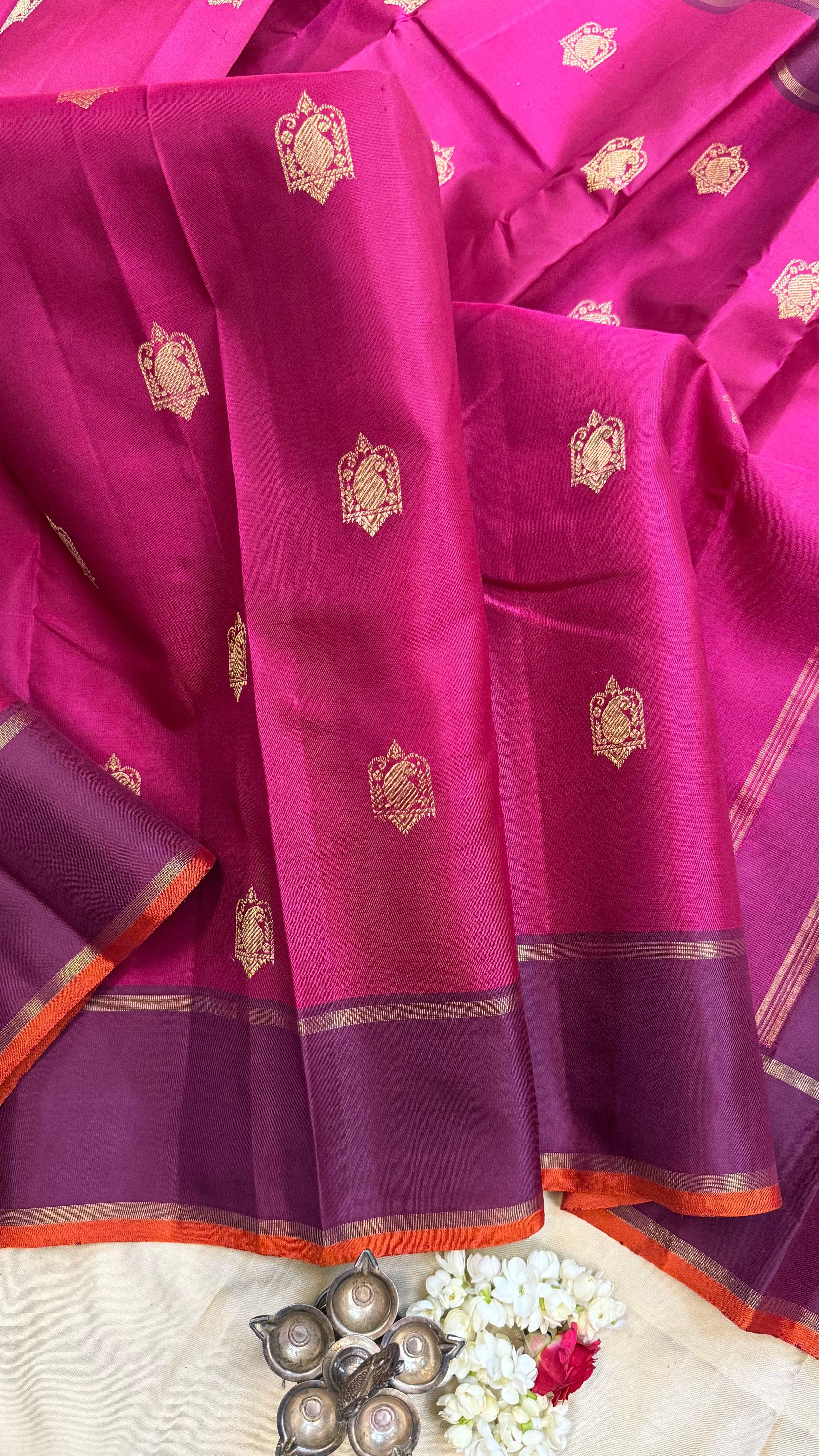 Pink and purple / kanjipuram silk