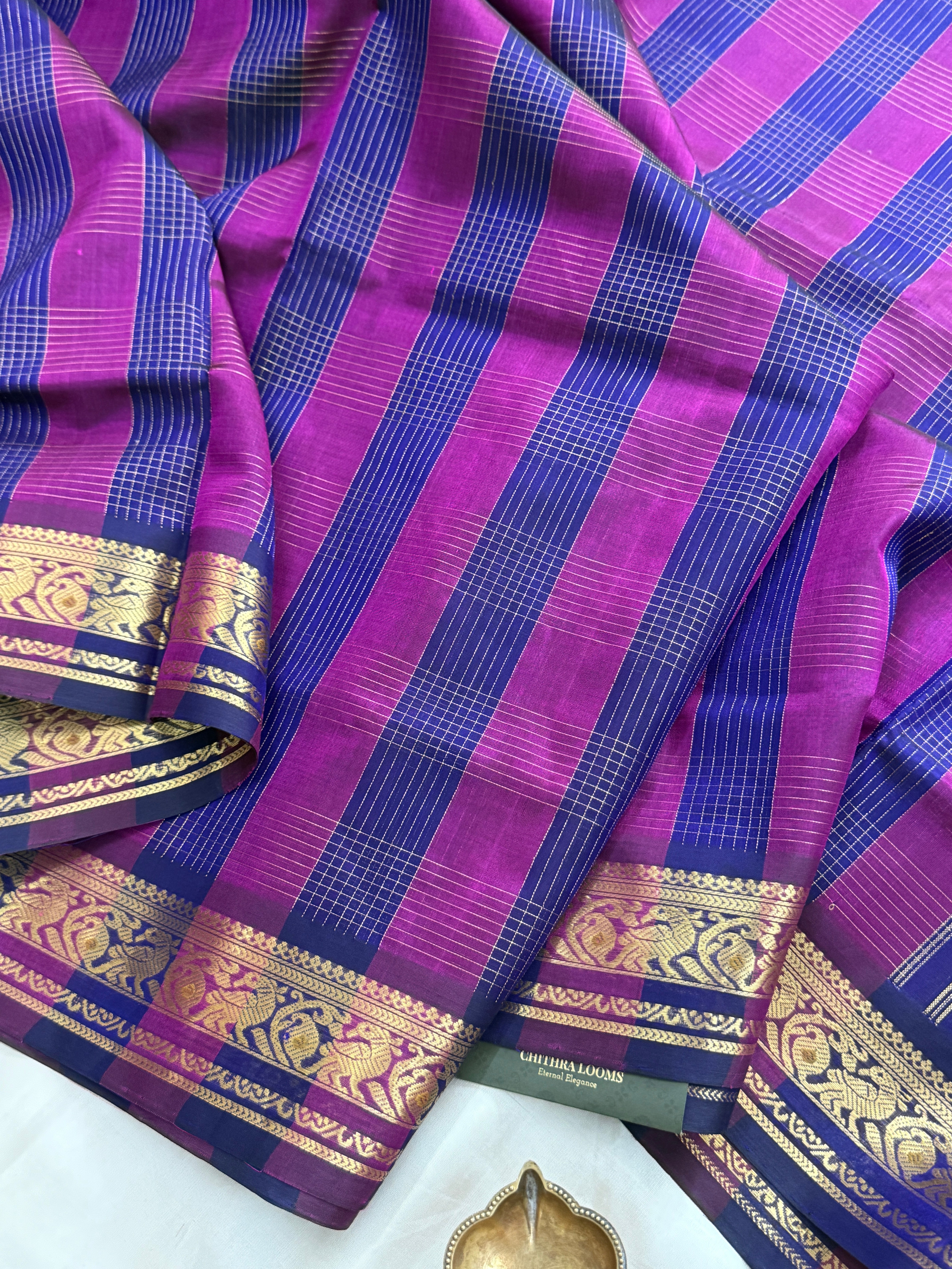 Magenta with purple checks silk cotton/ kanjipuram CLSA11490